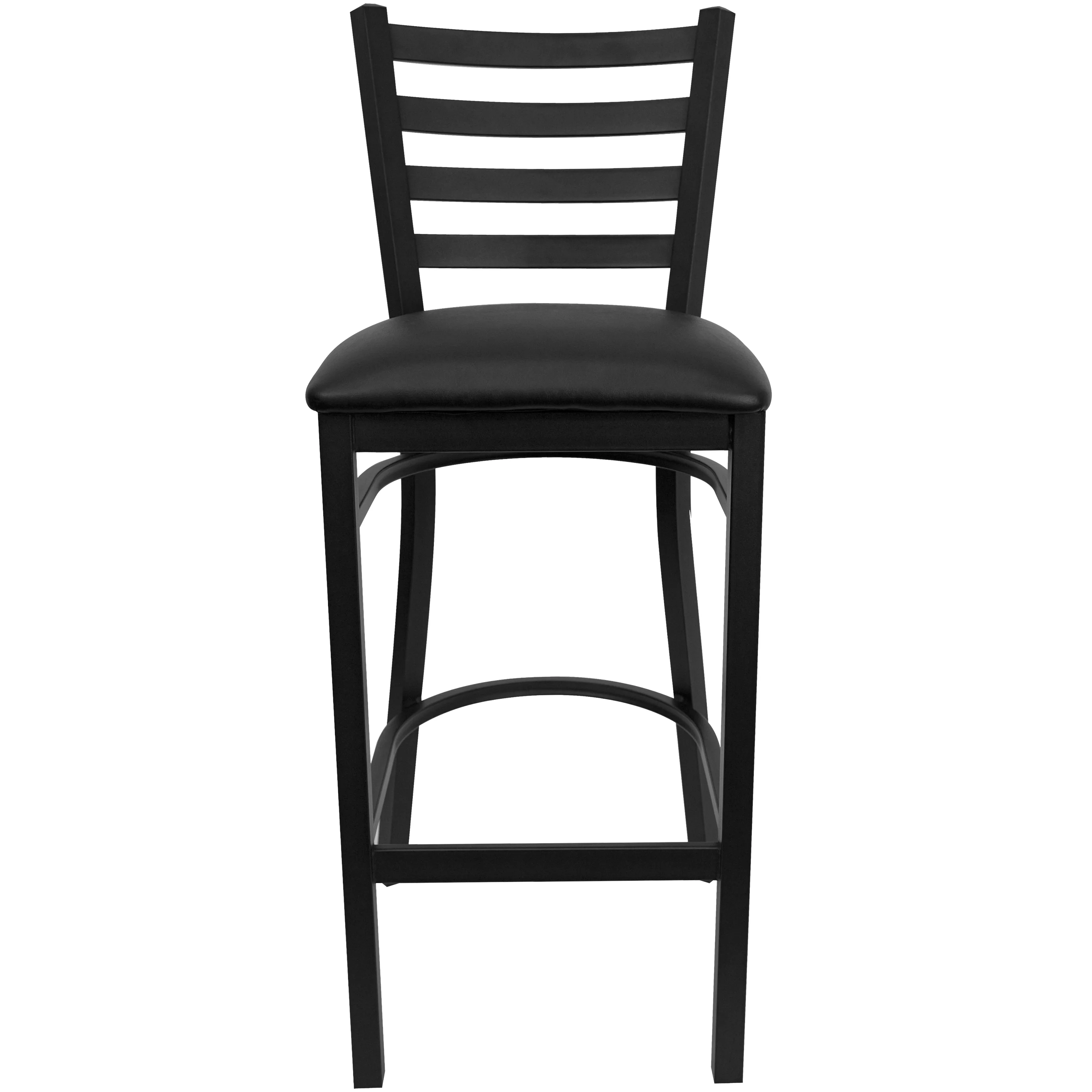 Flash Furniture Hercules Ladder Back Vinyl Barstool, Black, Set of 2