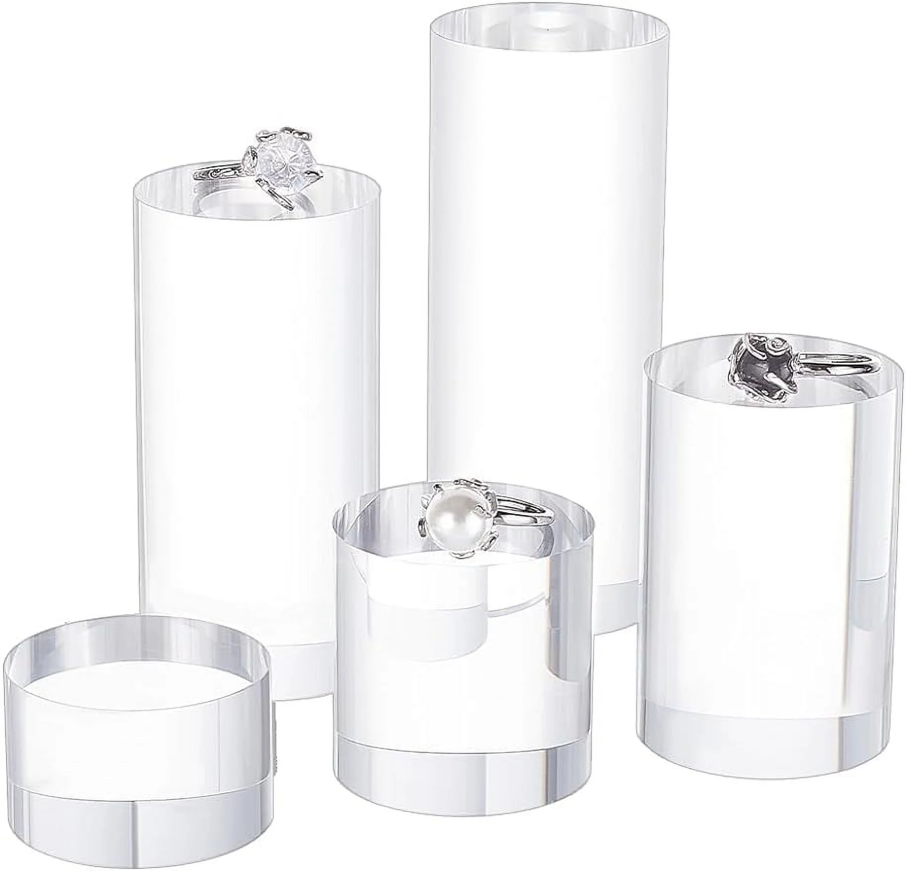 5Pcs Clear Acrylic Display Block 1.2/1.6/2.4/3.2/4 Inch Round Cylinder Solid Display Pedestal Stand