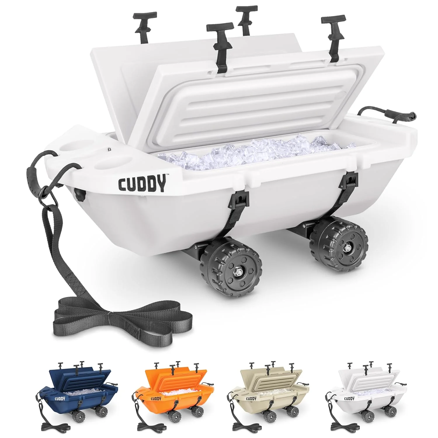 CUDDY Crawler Cooler with Wheels – 40 QT Amphibious Floating Cooler and Dry Storage Vessel - White