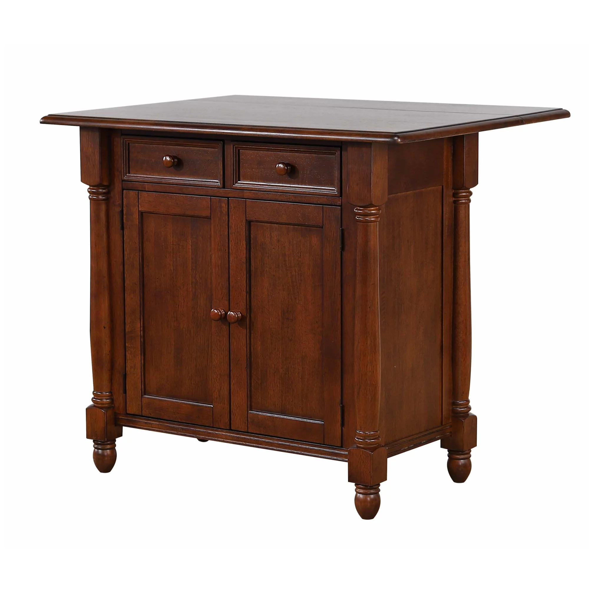 Sunset Trading Andrews Drop Leaf Traditional Wood Kitchen Island in Chestnut