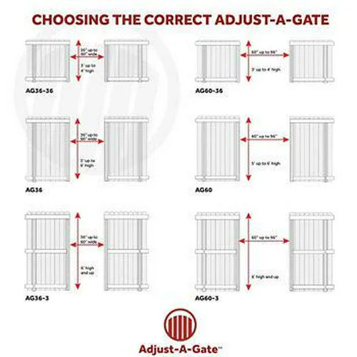 Adjust-A-Gate 2 Rail 34 in. H/36 in. - 60 in. W Kit-Front Gate Series