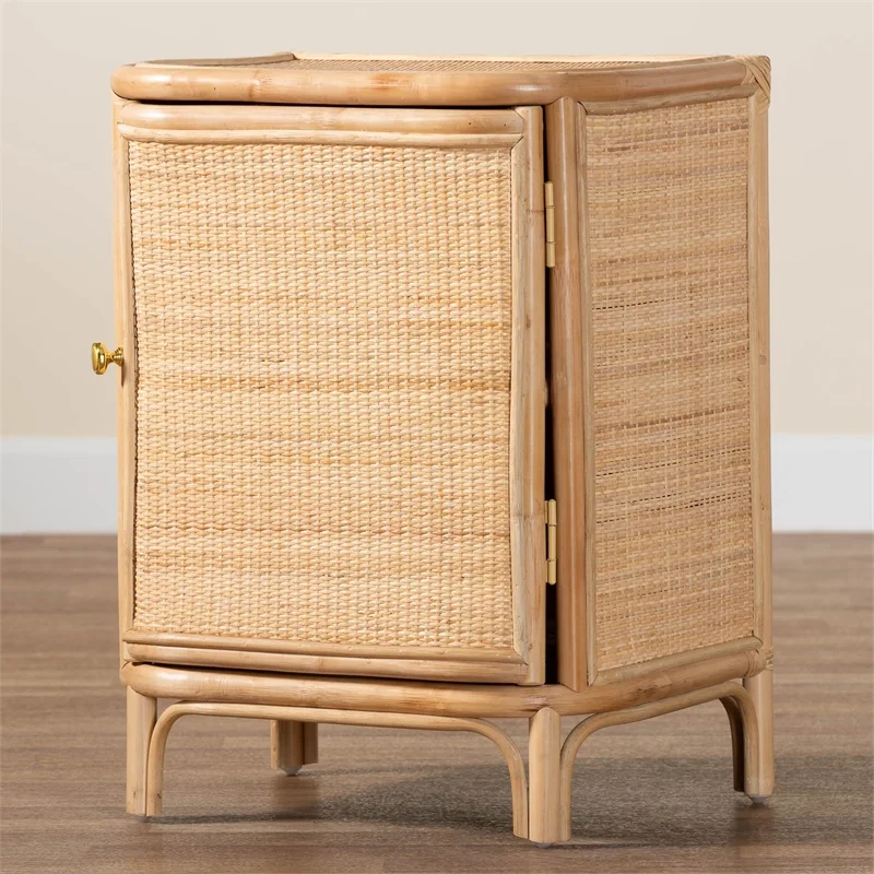 bali & pari Kiara Bohemian Natural Rattan Nightstand
