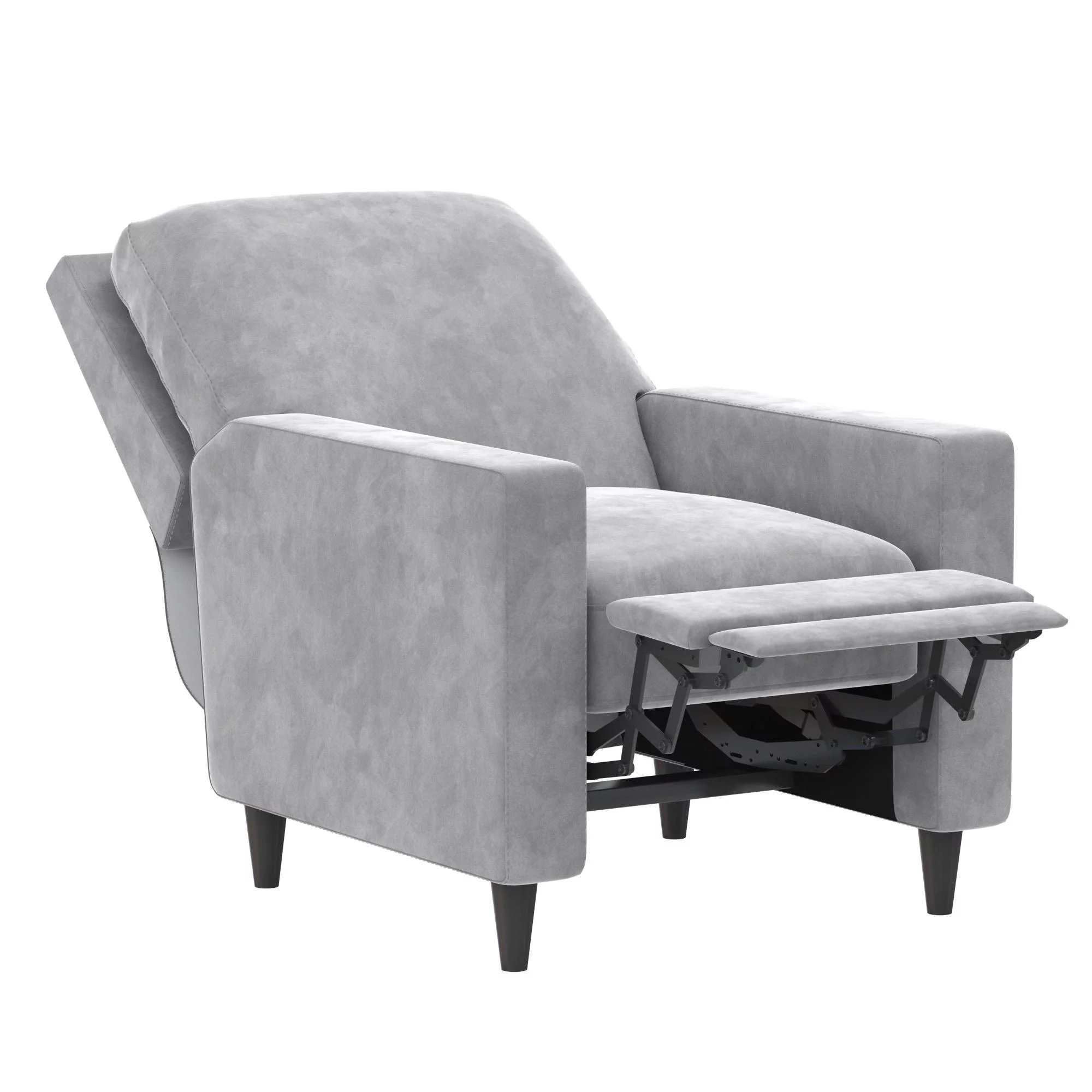 Novogratz Lana Pushback Recliner, Light Gray Velvet