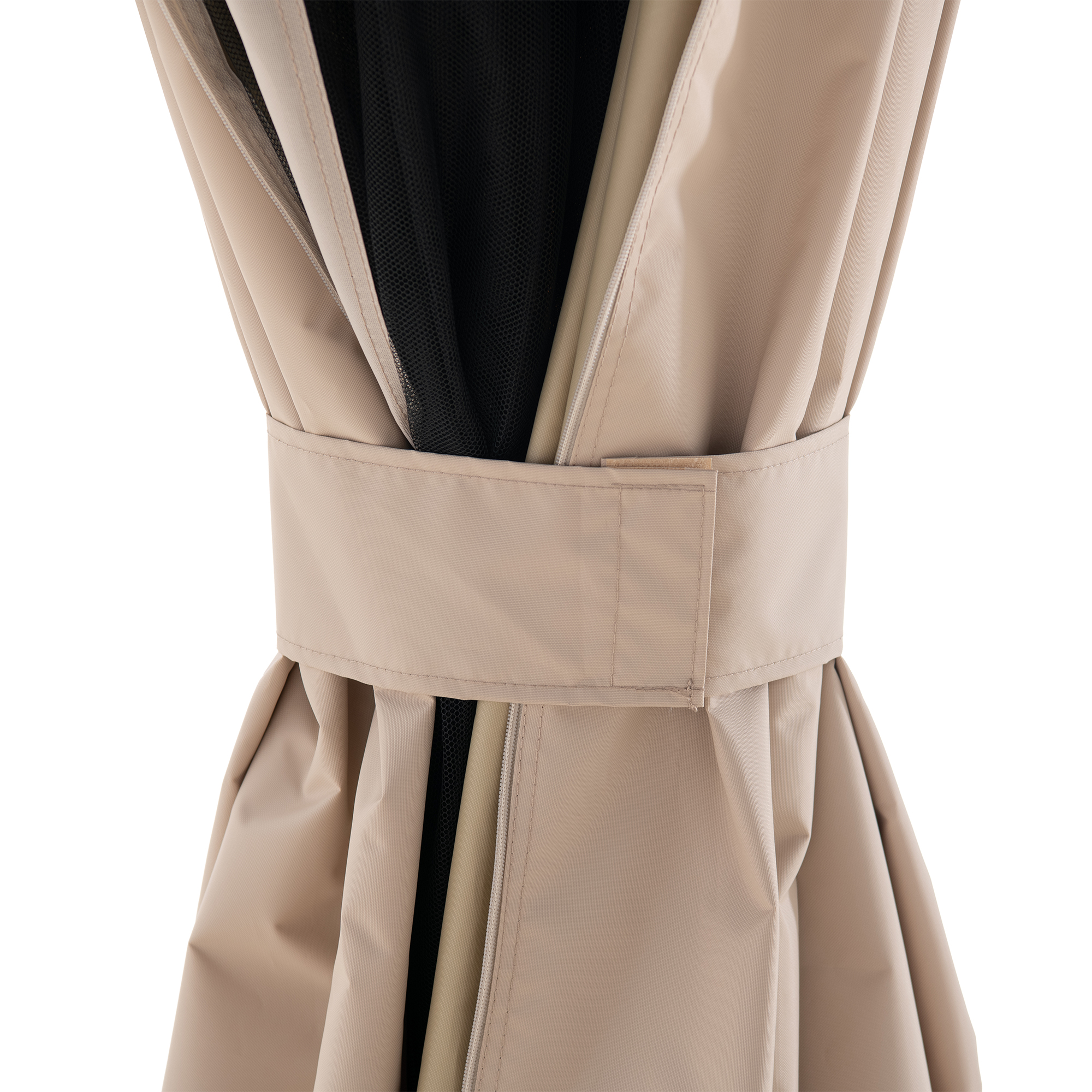 Sunjoy 12’ x 14’ Wall Mounted Gazebo with Powder Coated Steel Roof, Black Aluminum & Metal Frame Lean to Gazebo with Curtains and Netting