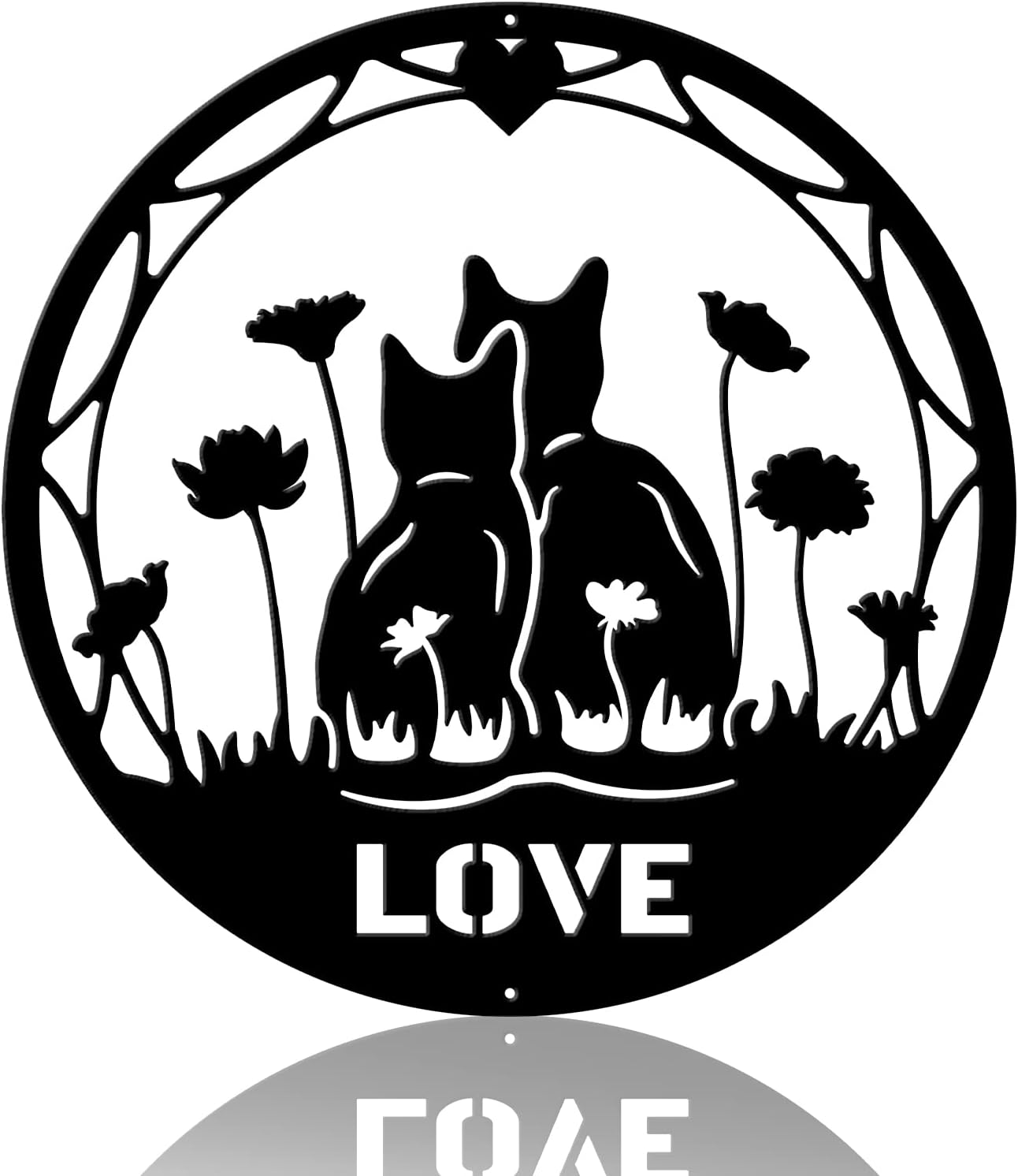 Metal Wall Art Decor Black Cat Silhouette Wall Decor Gift for Cat Lovers for Modern Farmhouse Rustic Home Office Living Room Bathroom Bedroom Indoor Outdoor Decor 11.8