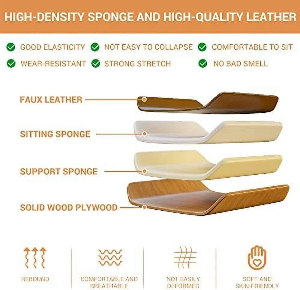 CGFHYP Armless Home Office Chair Brown Leather Desk Chair with Wheels  Wide Modern Office Chair with 40° tiltable backrest  Capicity 400lbs