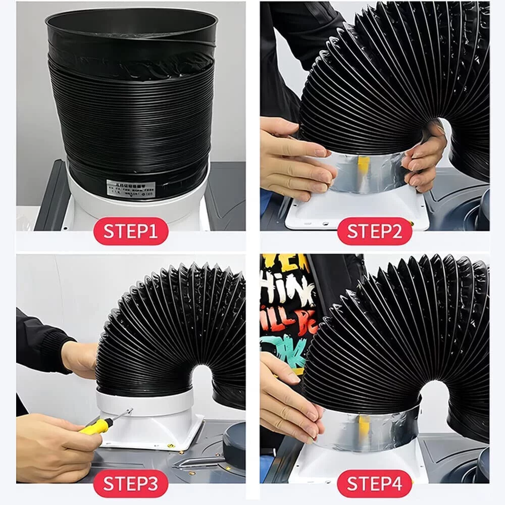 WSYW 6inchx10ft Aluminum Ducting Dryer Vent Hose for HVAC Ventilation with 2 Clamps Black