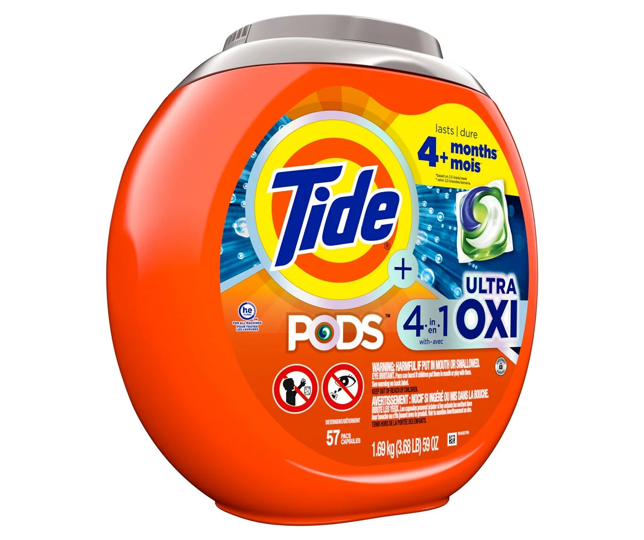 Tide PODS 4in1 Ultra Oxi Liquid Laundry Detergent Pacs, 57-Count