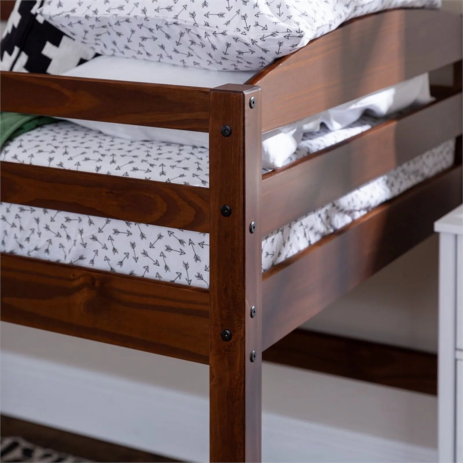 Solid Brown Wood Low Twin Loft Bed - Walnut