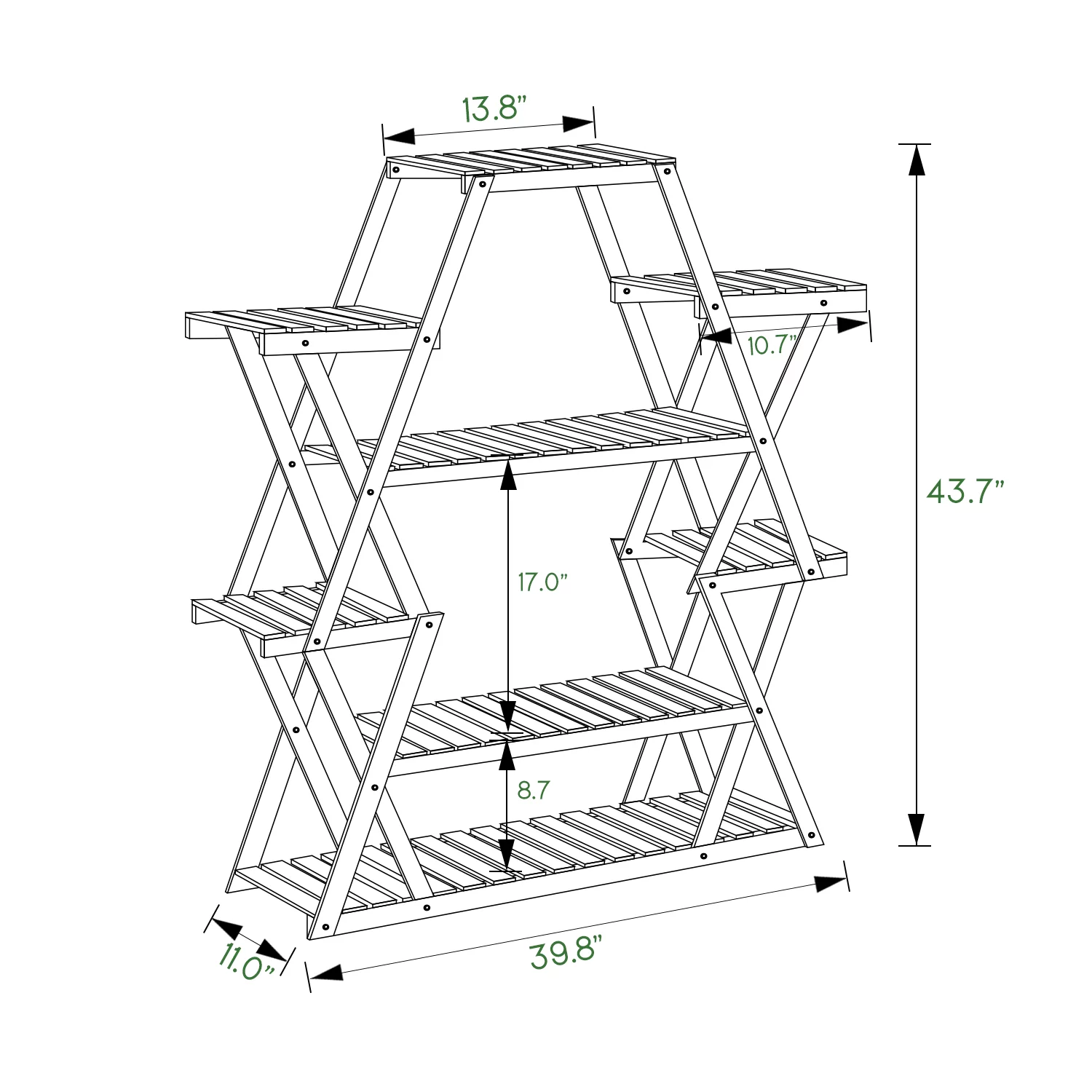 MoNiBloom Wood 6 Tiers Plant Stand, Multiple Flower Storage Display Rack, for Garden