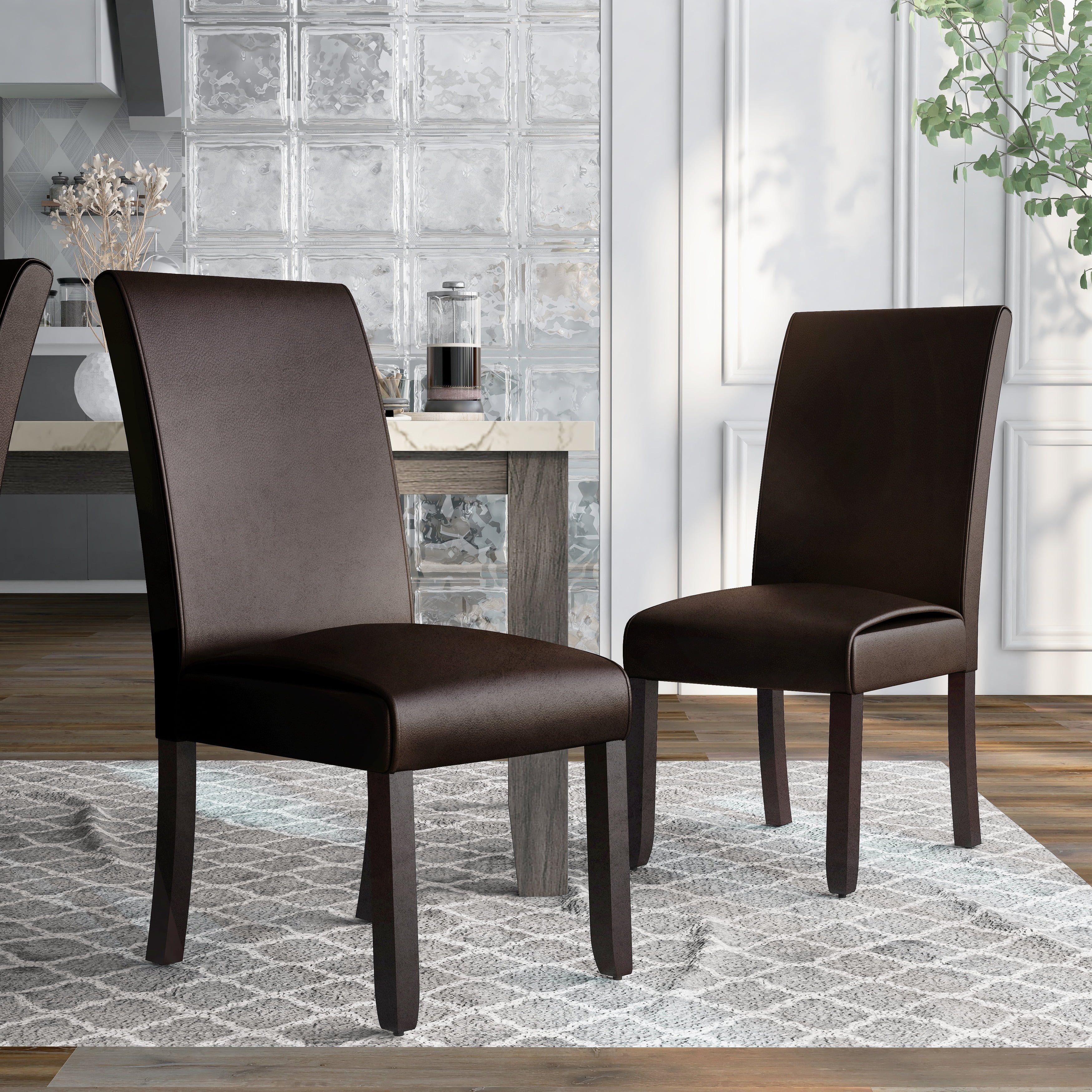 Furniture of America Mivo Modern Faux Leather Black Dining Chairs (Set of 2) by