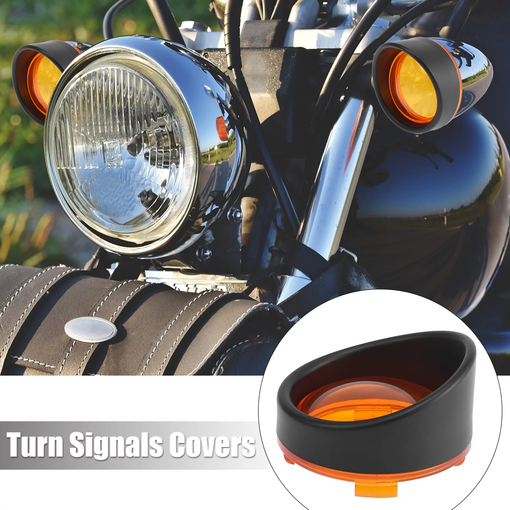 2pcs Black Yellow Motorcycle Turn Signals Covers Light Lens Cover for Harley-Davidson Touring Sportster Dyna
