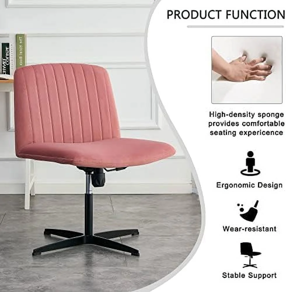 NTTBOBOEC Armless Office Desk Chair No Wheels  PU Adjustable Swivel Criss Cross Chair with 105 ° to 120 ° Elastic Recline and Padded Mid Back Ergonomic Task Chair Wide Chair Vanity Chai