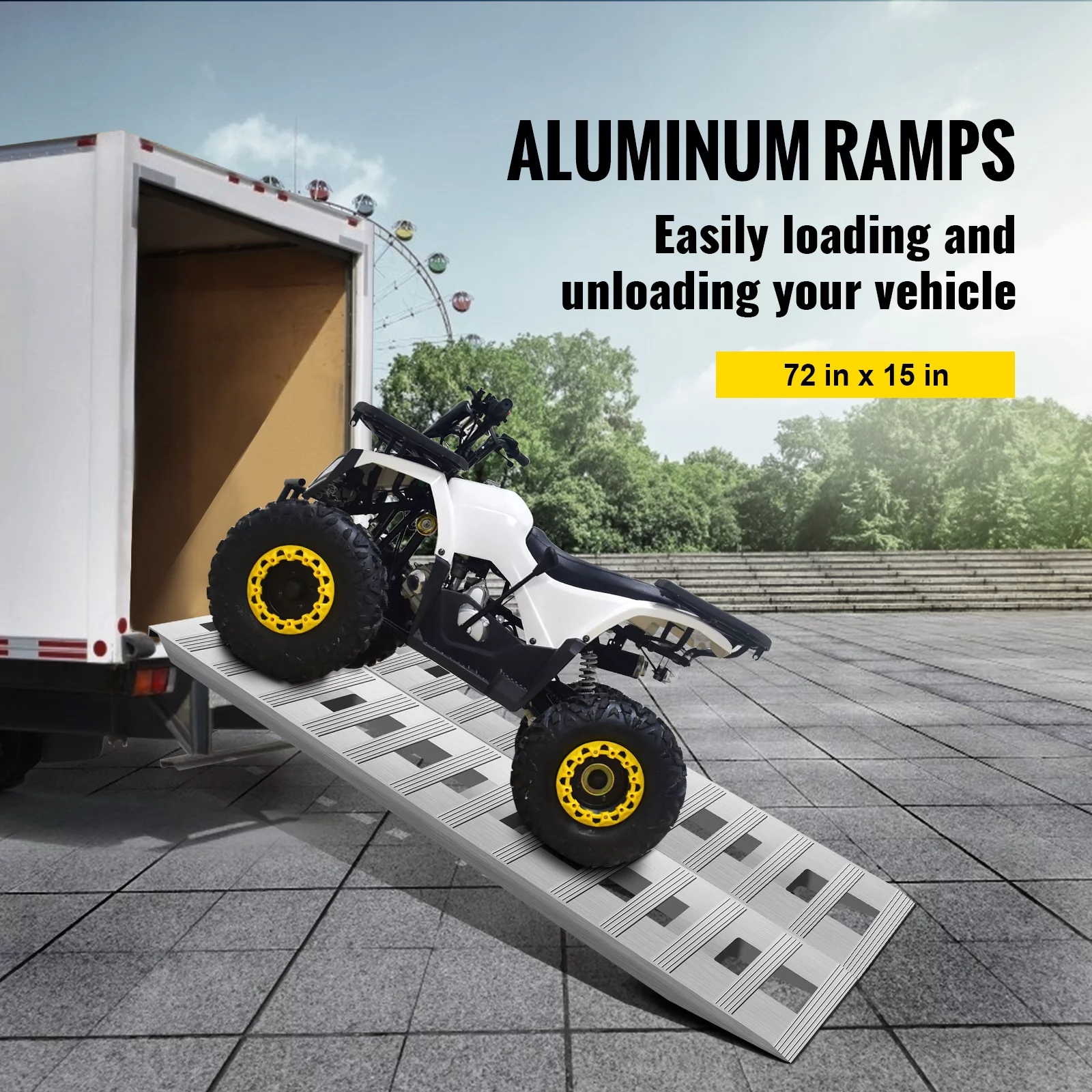 VEVOR Aluminum Loading Ramps 6000 LBS for ATVs, Motorcycles, Mowers, Cars and Truck, 72x15