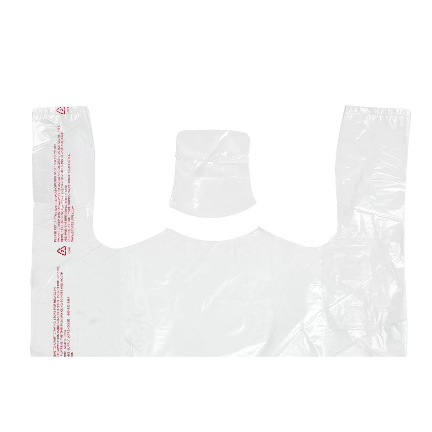 SSWBasics Large White Plastic T-Shirt Bags (Case of 500) - 18