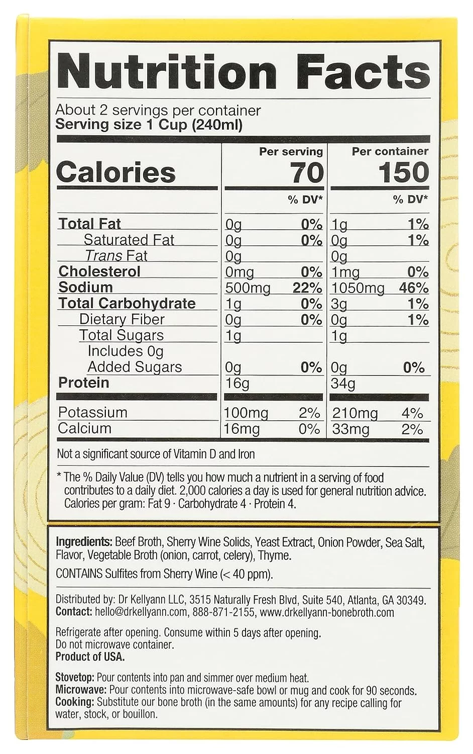 Dr. Kellyann French Onion Beef Bone Broth, 16.9 FZ