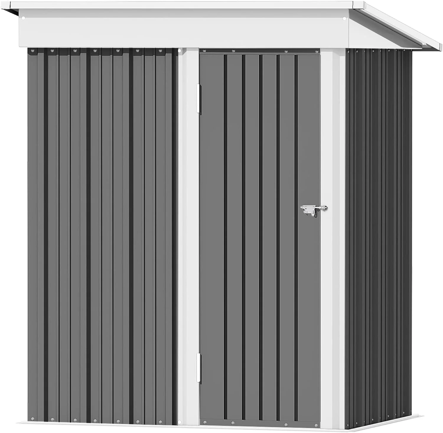 AUCHI Outdoor Storage Shed 5 x 3 FT Lockable Metal Garden Shed Steel Anti-Corrosion Storage House with Single Lockable Door for Backyard Outdoor Patio (Gray)