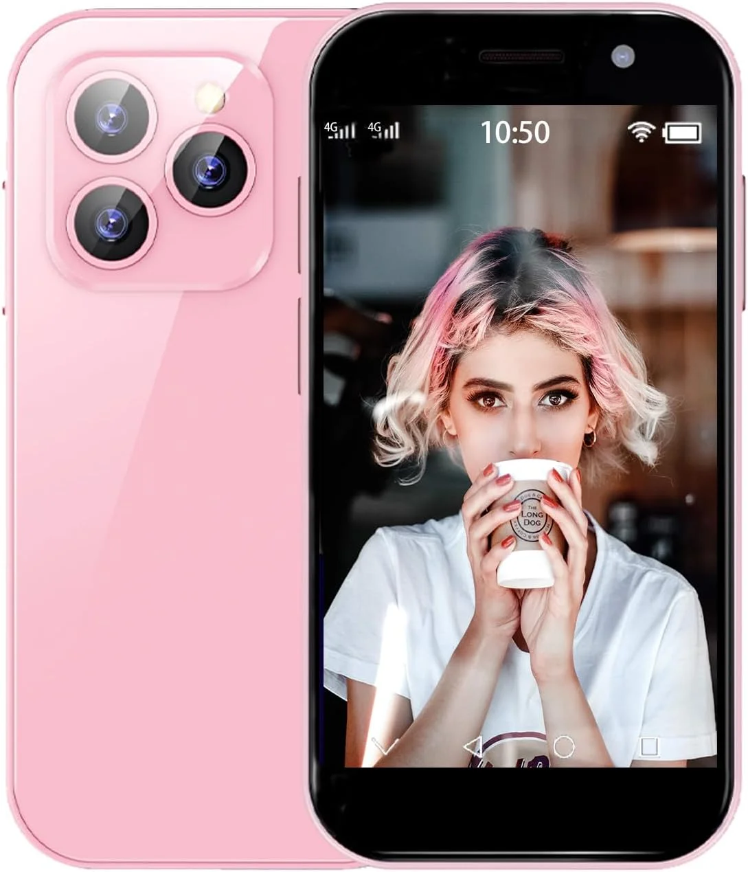 XS14Pro Mini 4G Smartphone 3.0 Inch Quad Core Dual Sim 2GB RAM 16GB ROM Sim 2600mAh Unlocked Card Android Small Mobile Phone Student Pocket Cellphone (Pink)