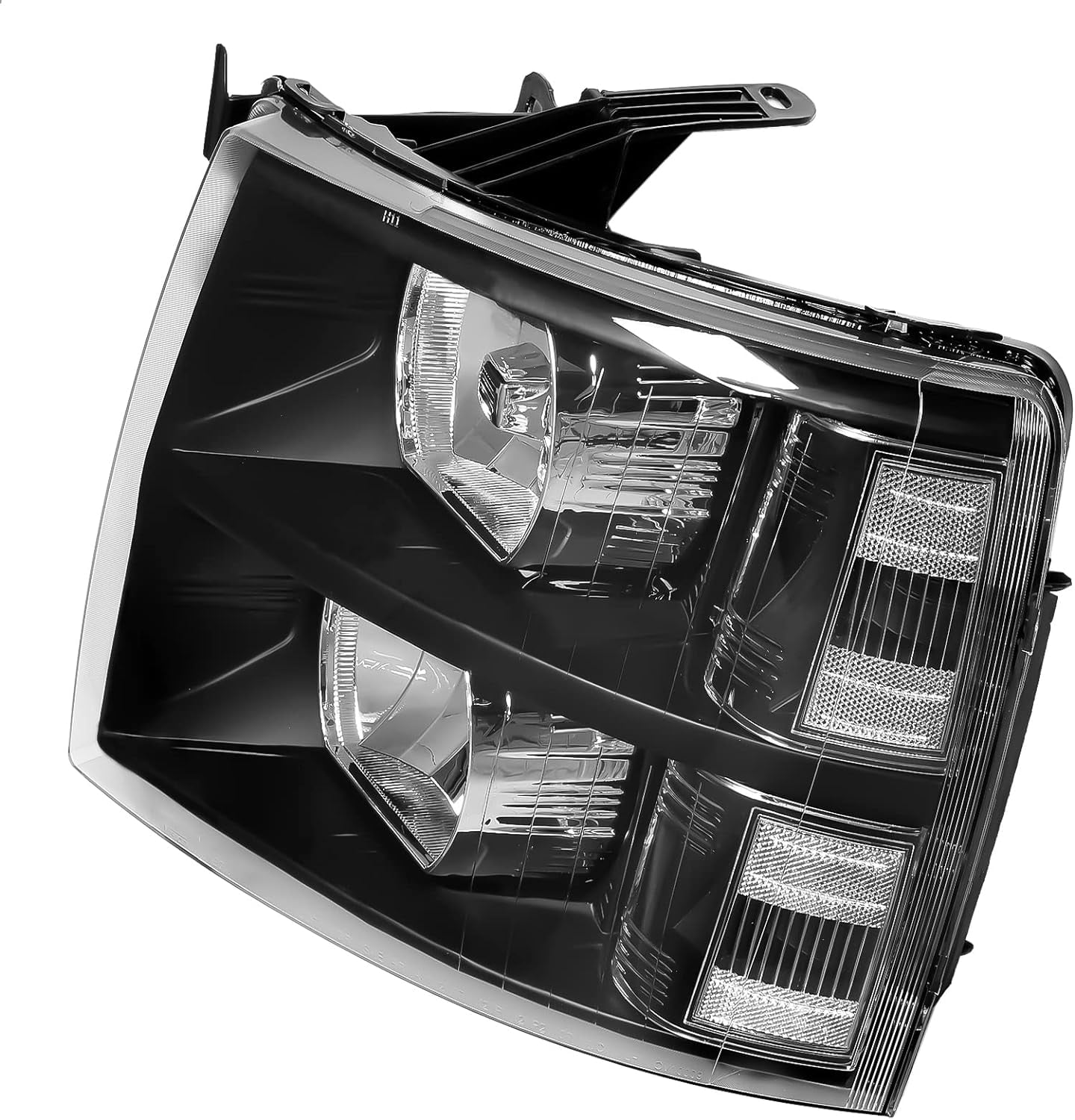 Black Housing Headlight Assembly compatibel with 2007-2013 Chevy Silverado 1500, 07-14 Silverado 2500HD 3500 Headlights Headlamp Replacement Pair, Clear Side