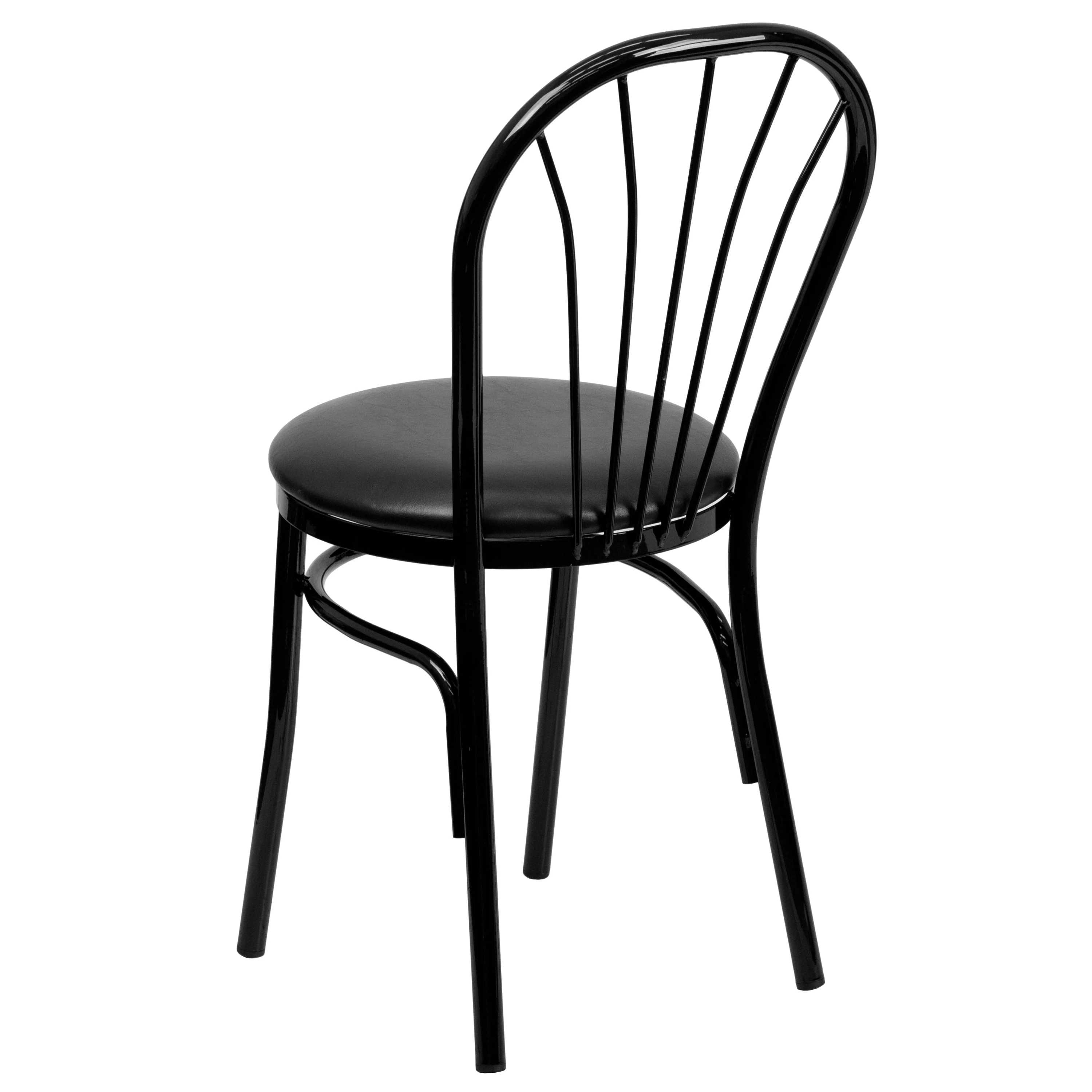 Emma + Oliver Fan Back Metal Chair - Black Vinyl Seat