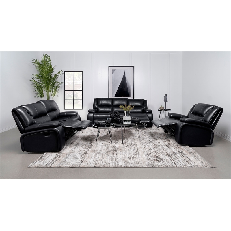 Pemberly Row Faux Leather Upholstered Glider Recliner Chair Black