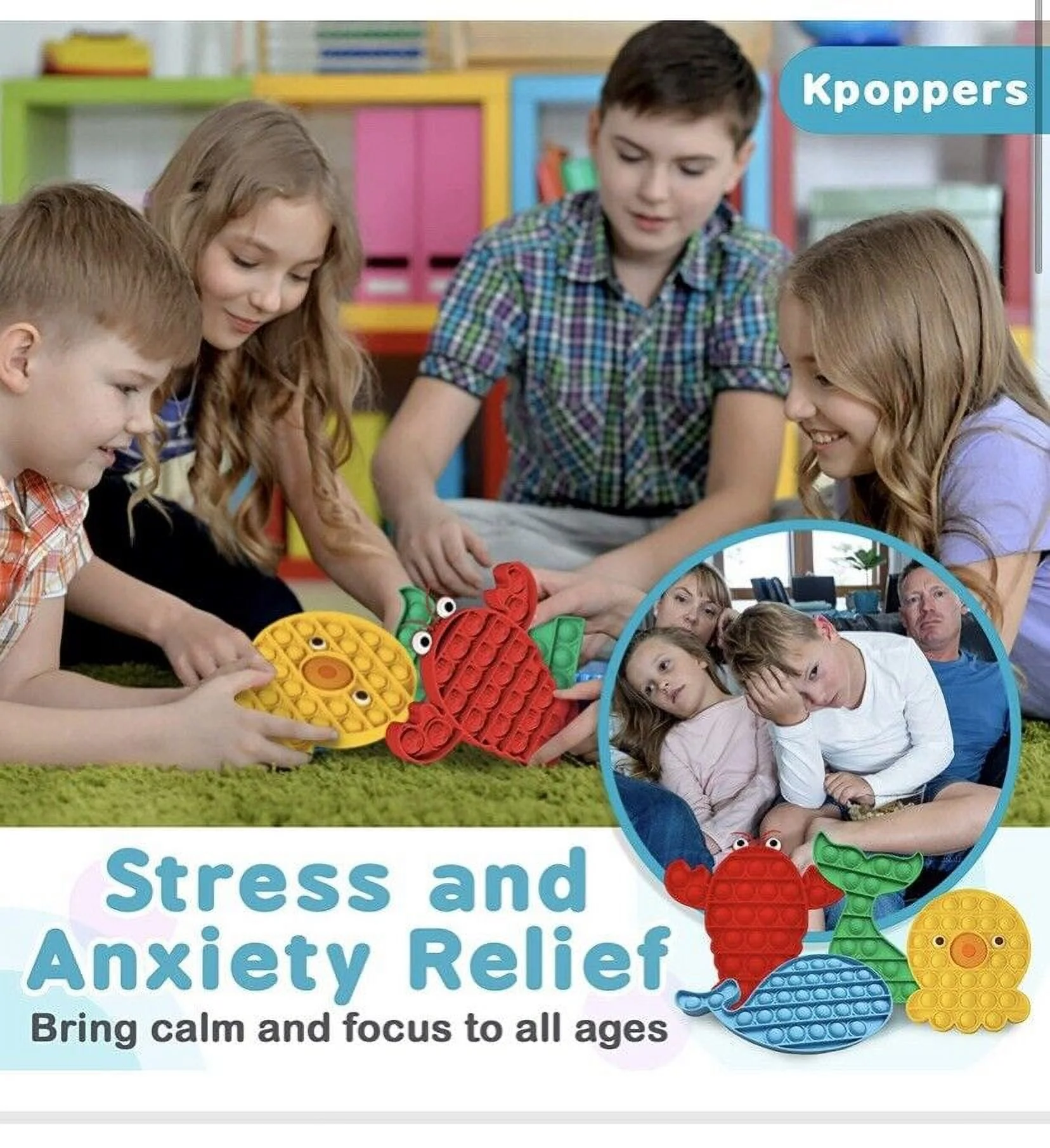 4 pc Sea Theme Fidget Popper Sensory Toy Set
