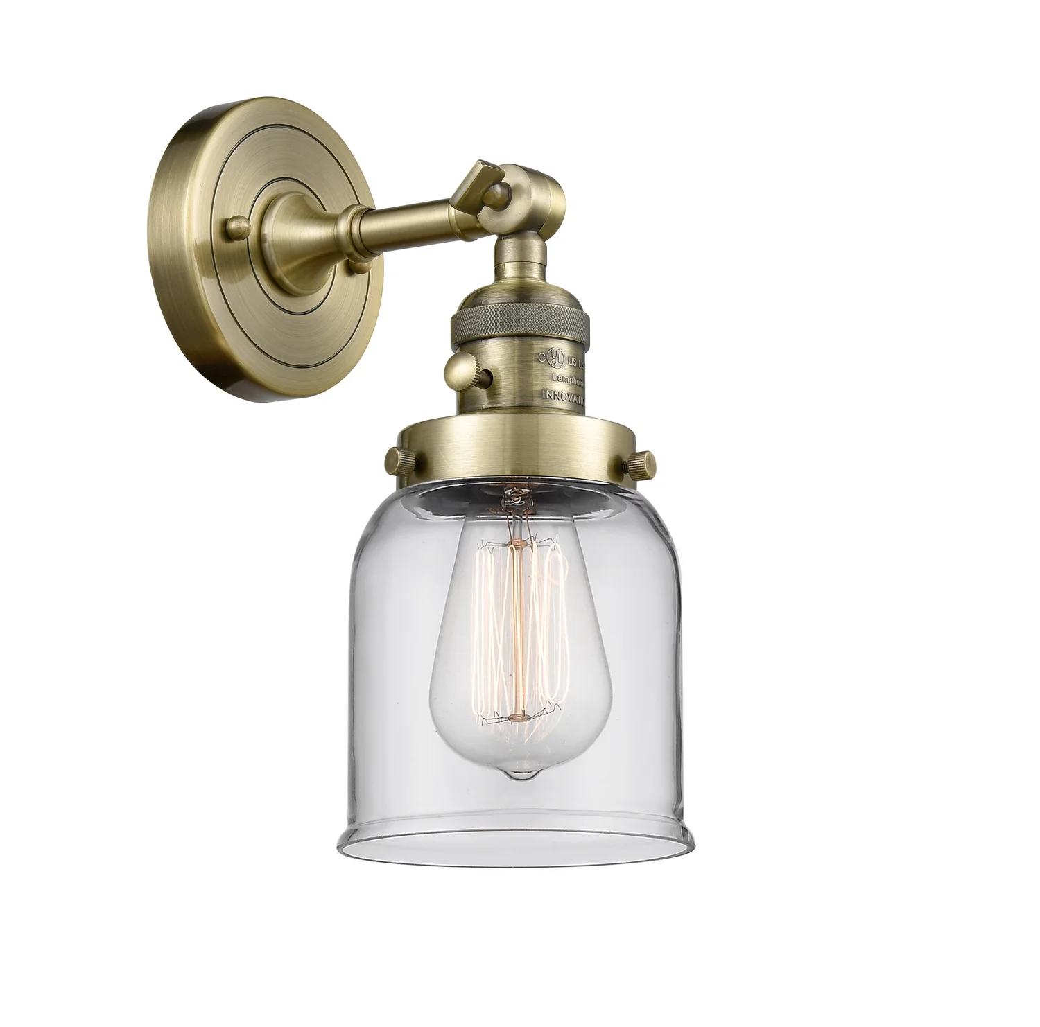 Innovations 203SW-AB-G52-LED Transitional One Light Wall Sconce from Franklin Restoration collection in Brass - Antique finish,