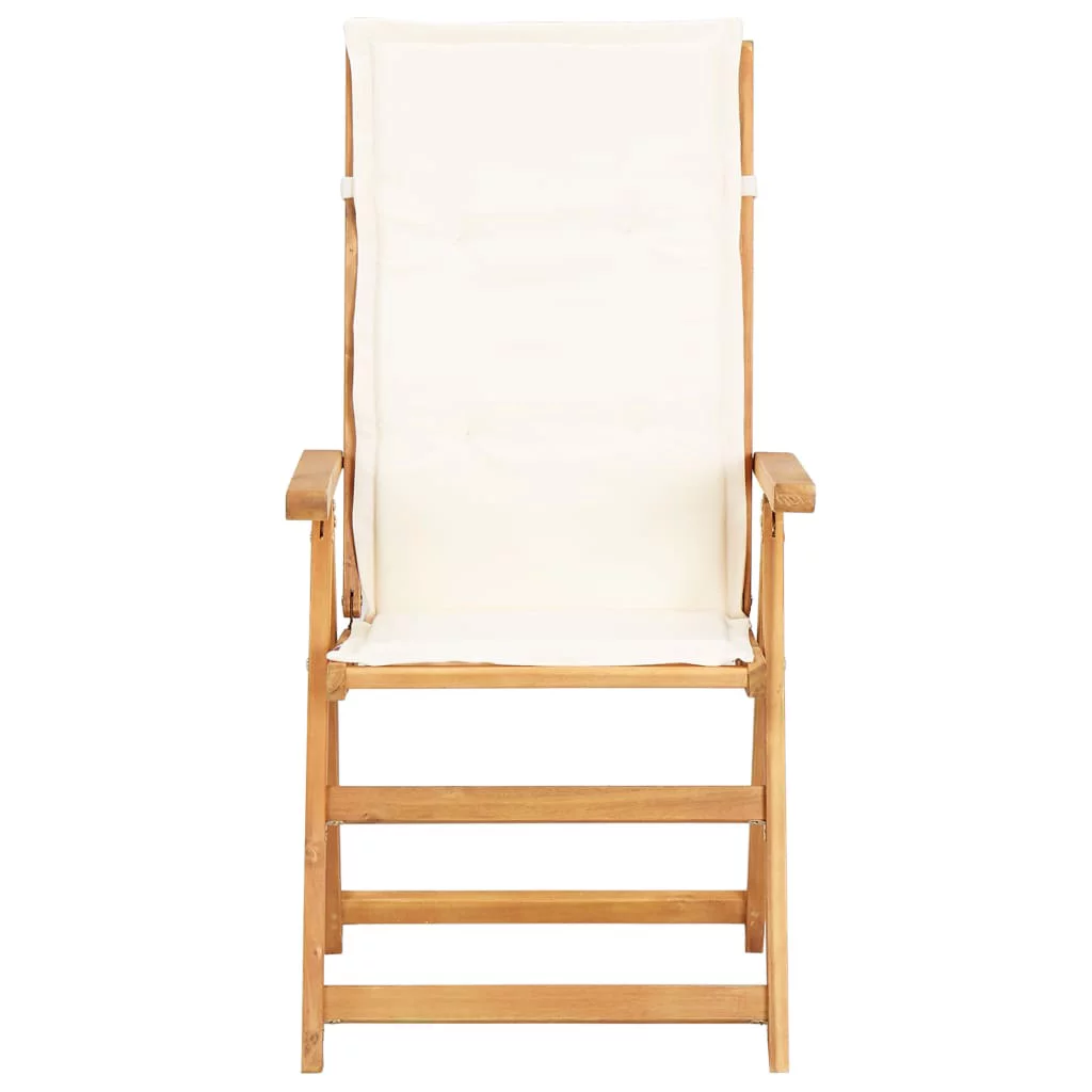 Anself 2 Piece Foldable Reclining Chairs with Padded Cushion 5 Position Backrest Adjustable Chaise Lounge Chair Acacia Wood Armchair Garden Patio Yard Balcony Outdoor Indoor Furniture