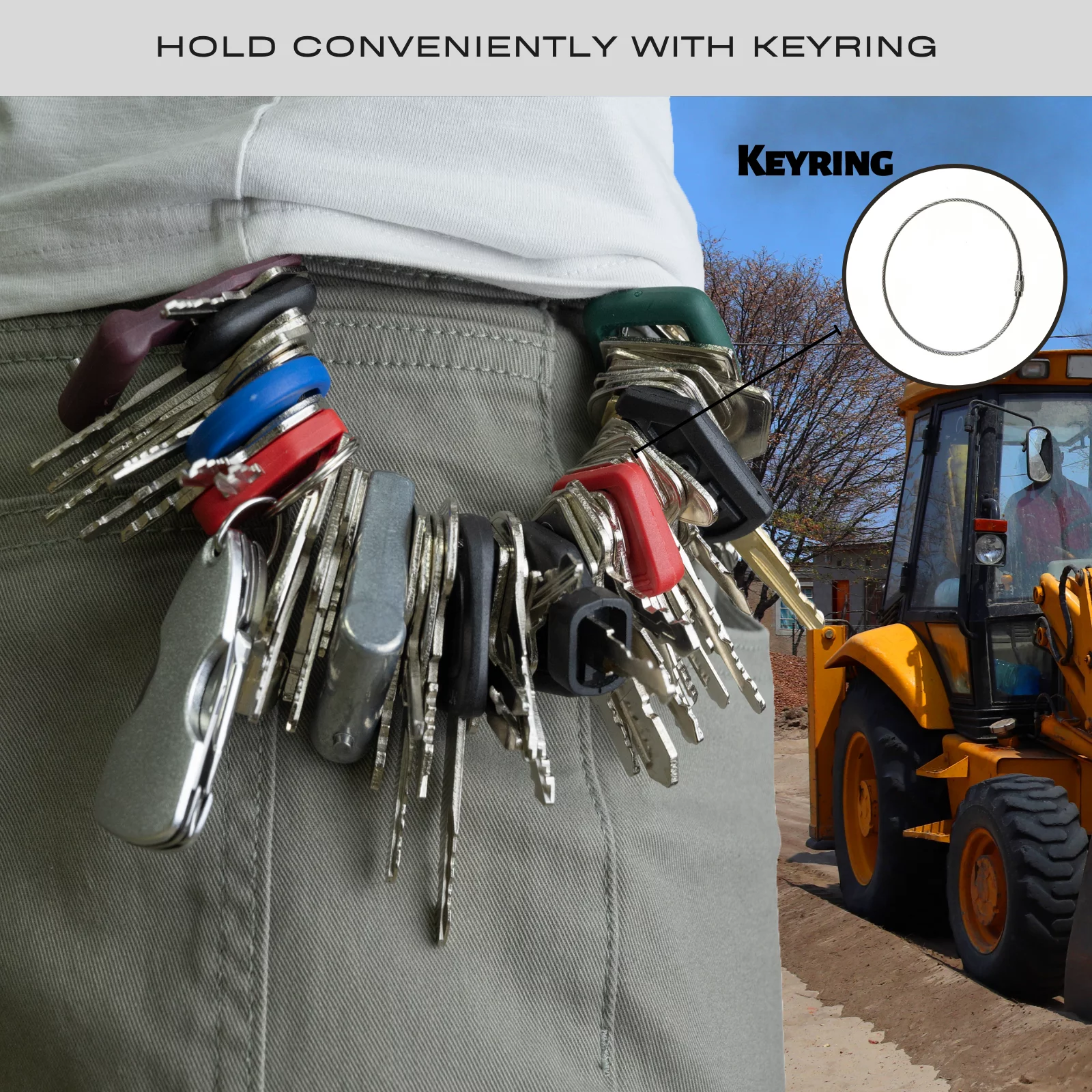 WAH LIN PARTS 56 Premium Heavy Equipment Keys Construction Ignition Keys Set with Multifunction Tactical Keychain for JD CAT Bobcat Case Caterpillar Genie Gradall Hyster JCB JLG Komatsu Sany Multiquip