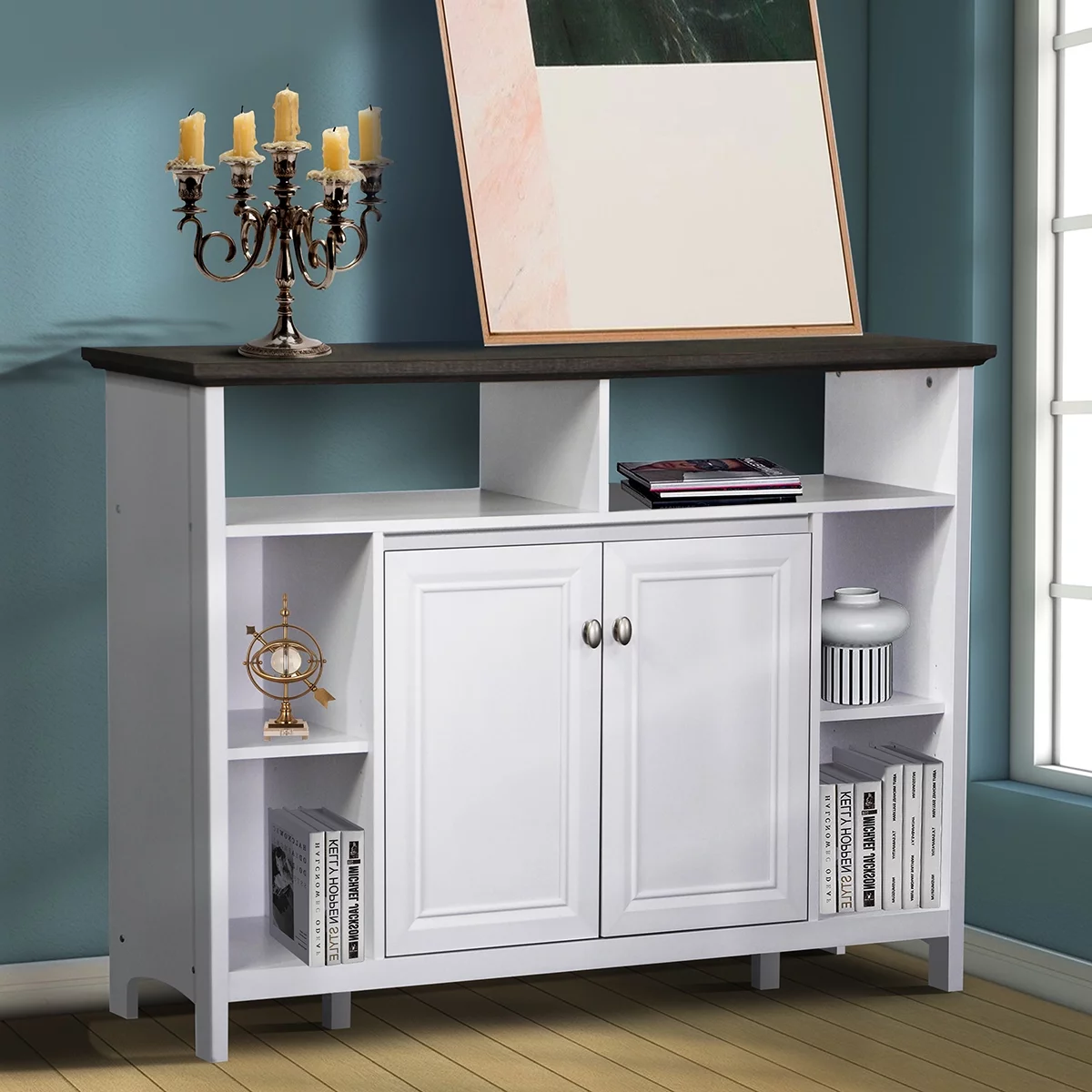Saint Birch Olivia Wood White Console Table with Storage
