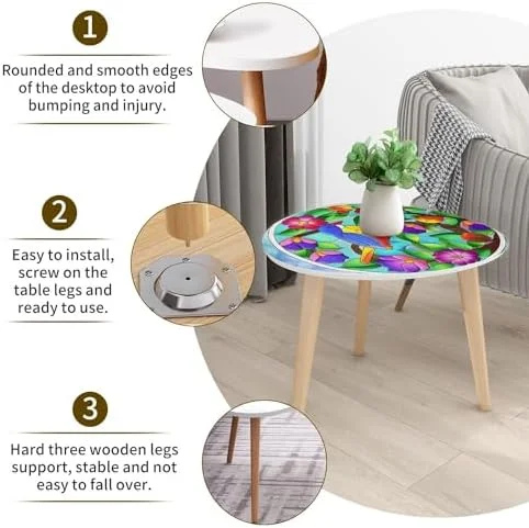 JDZHAPPYLIFE Small Coffee Nesting  Abstract Stained Glass Monochrome Tone Brown Triangle End  Center   Modern   Room Bedroom Balcony