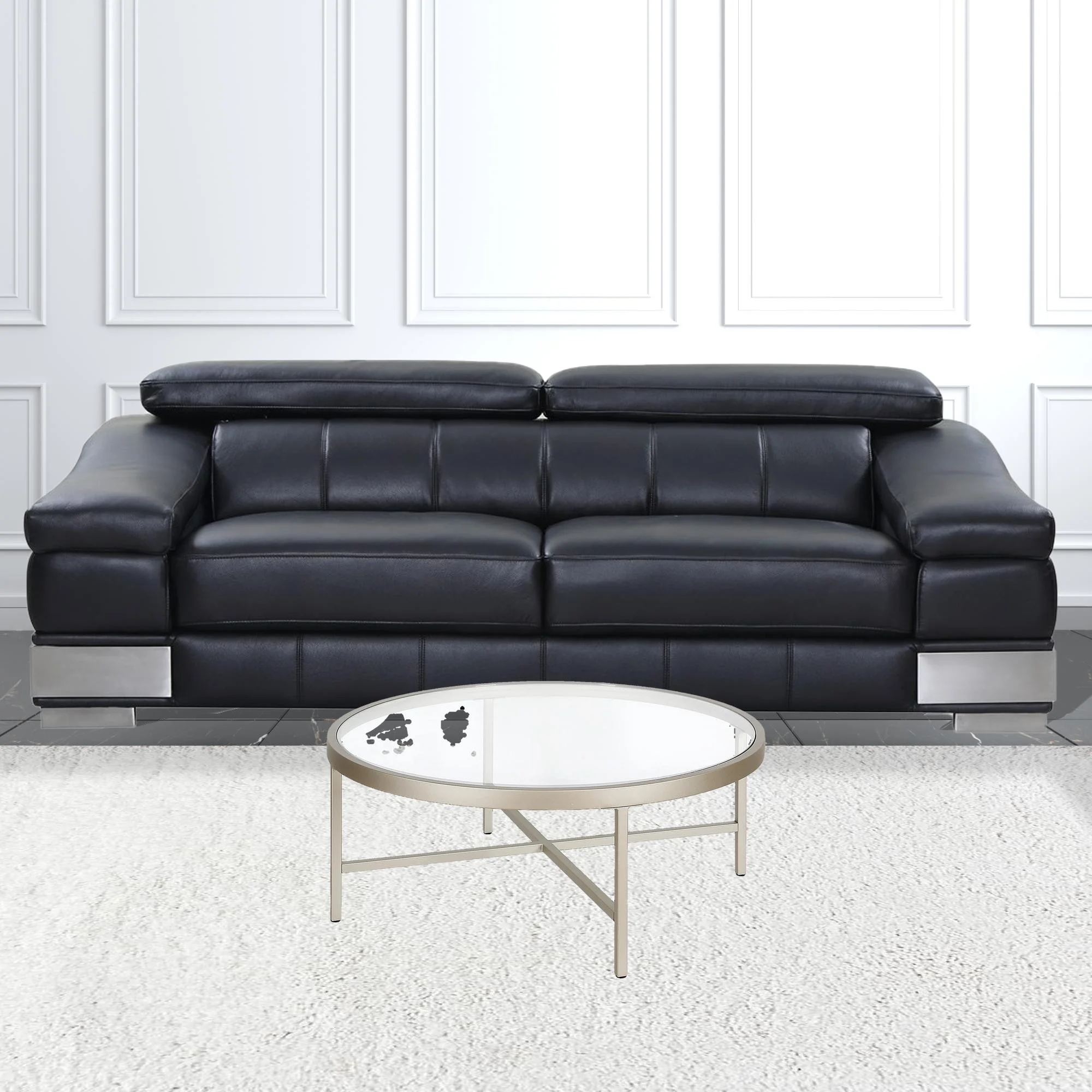 HomeRoots 520977 15 x 36 x 36 in. Silver Glass Round Coffee Table