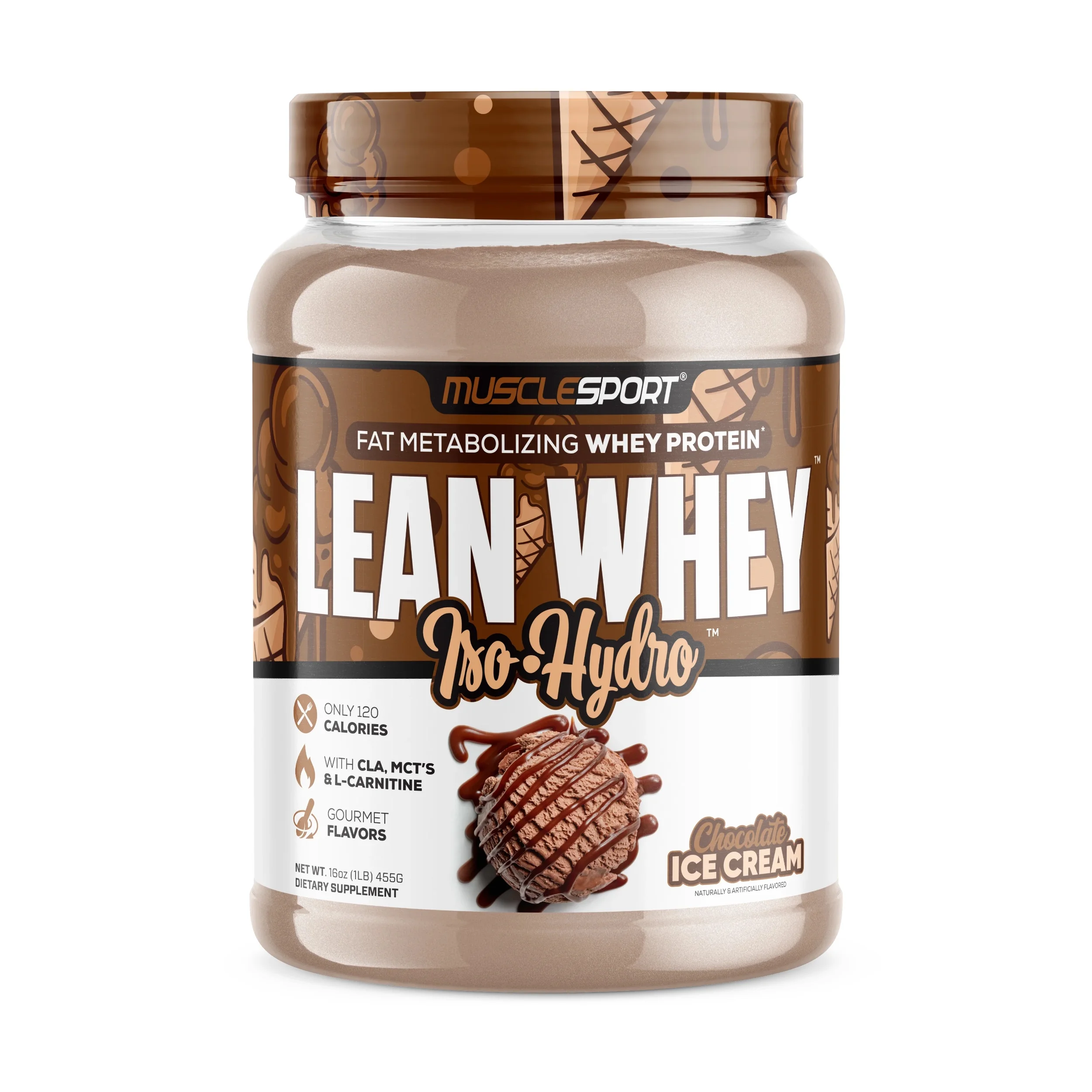 Musclesport Lean Whey Revolution™ Protein Powder - Whey Isolate - Low Calorie, Low Carb, Low Fat - 25g Protein (1LB, Dippsadoodle)