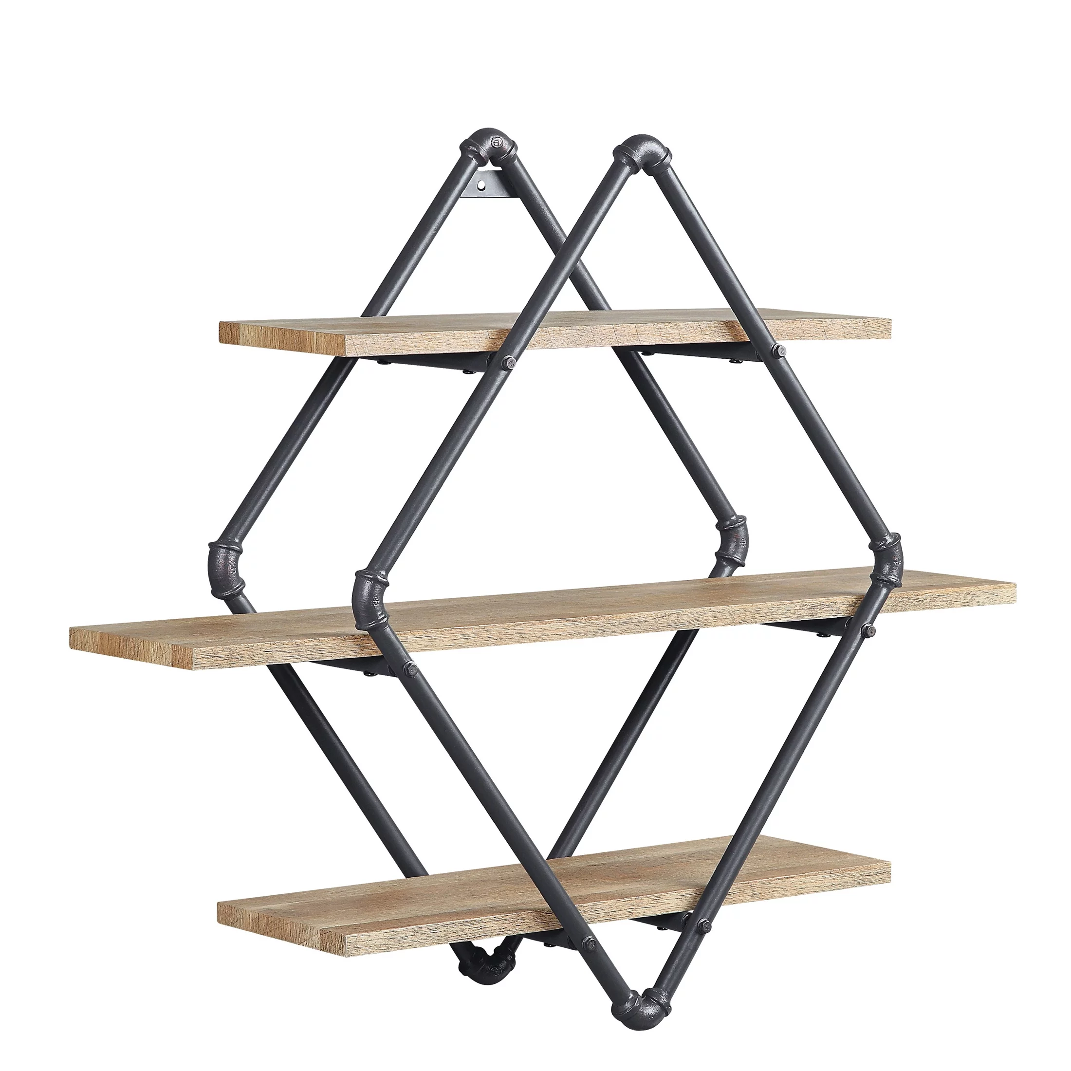 AC00739 - Wall Rack, Oak & Sandy Black Finish - Brantley