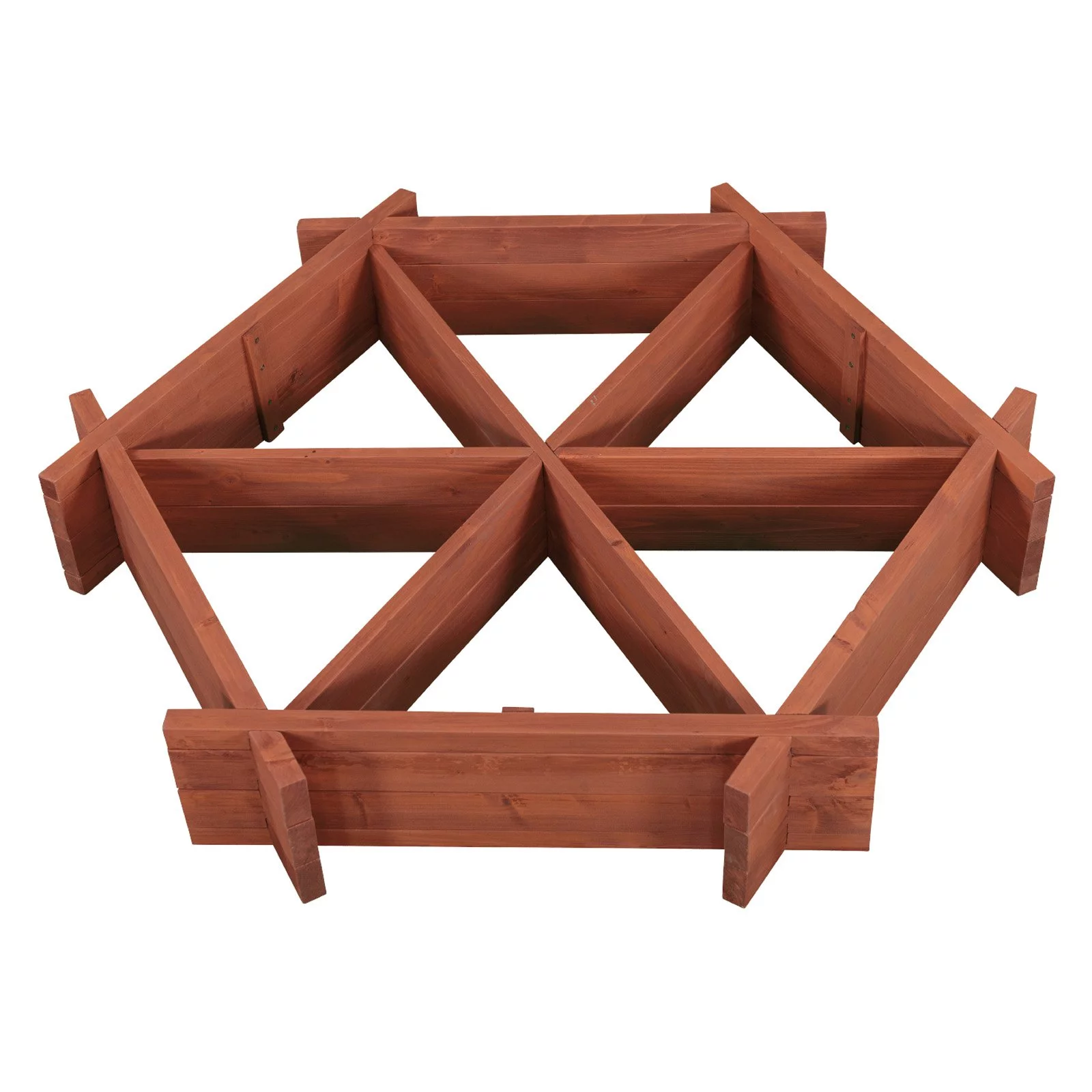 Leisure Season Hexagonal Wood Raised Garden Bed in Medium Brown