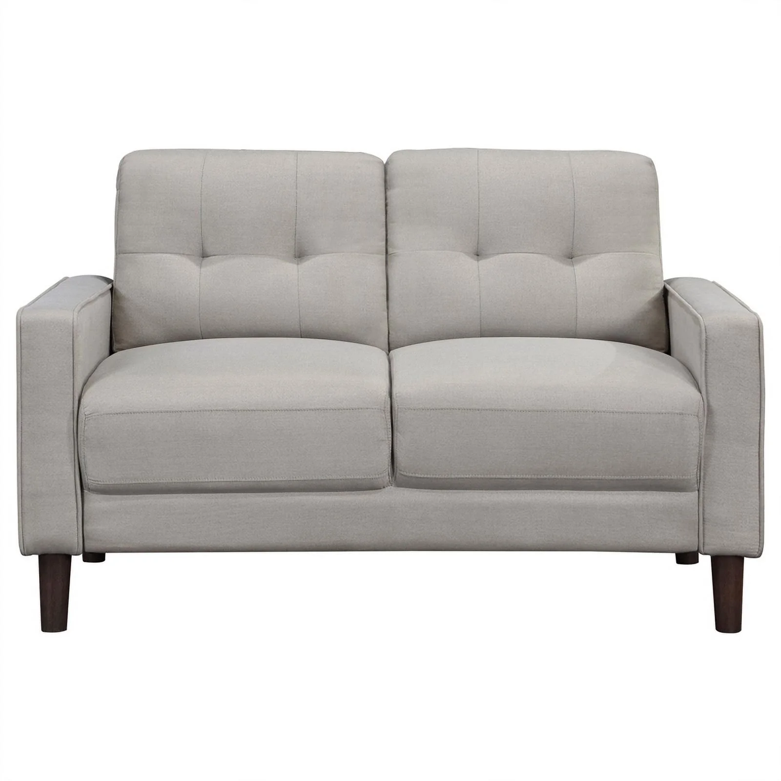 Pemberly Row Upholstered Fabric Loveseat with Track Arms in Beige