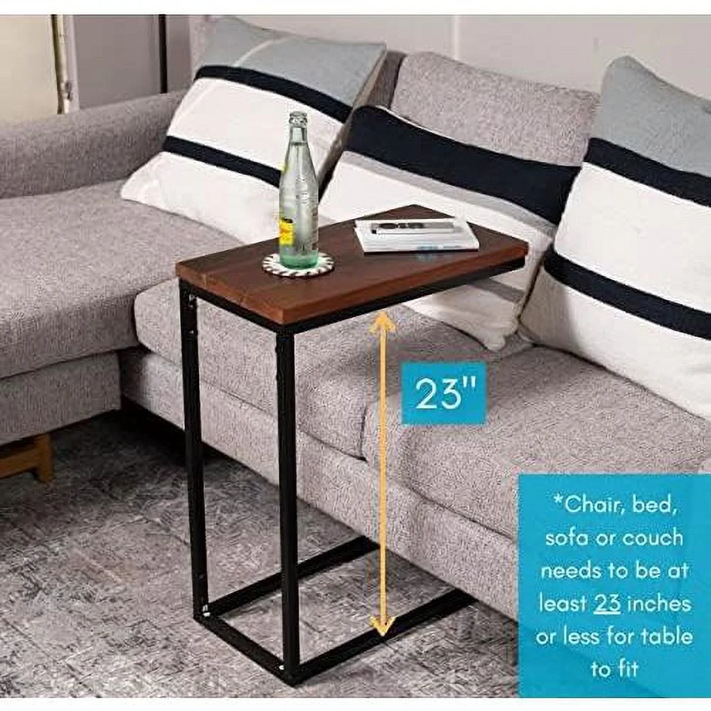 Espresso Wood TV Tray C Shaped Side Table - 26