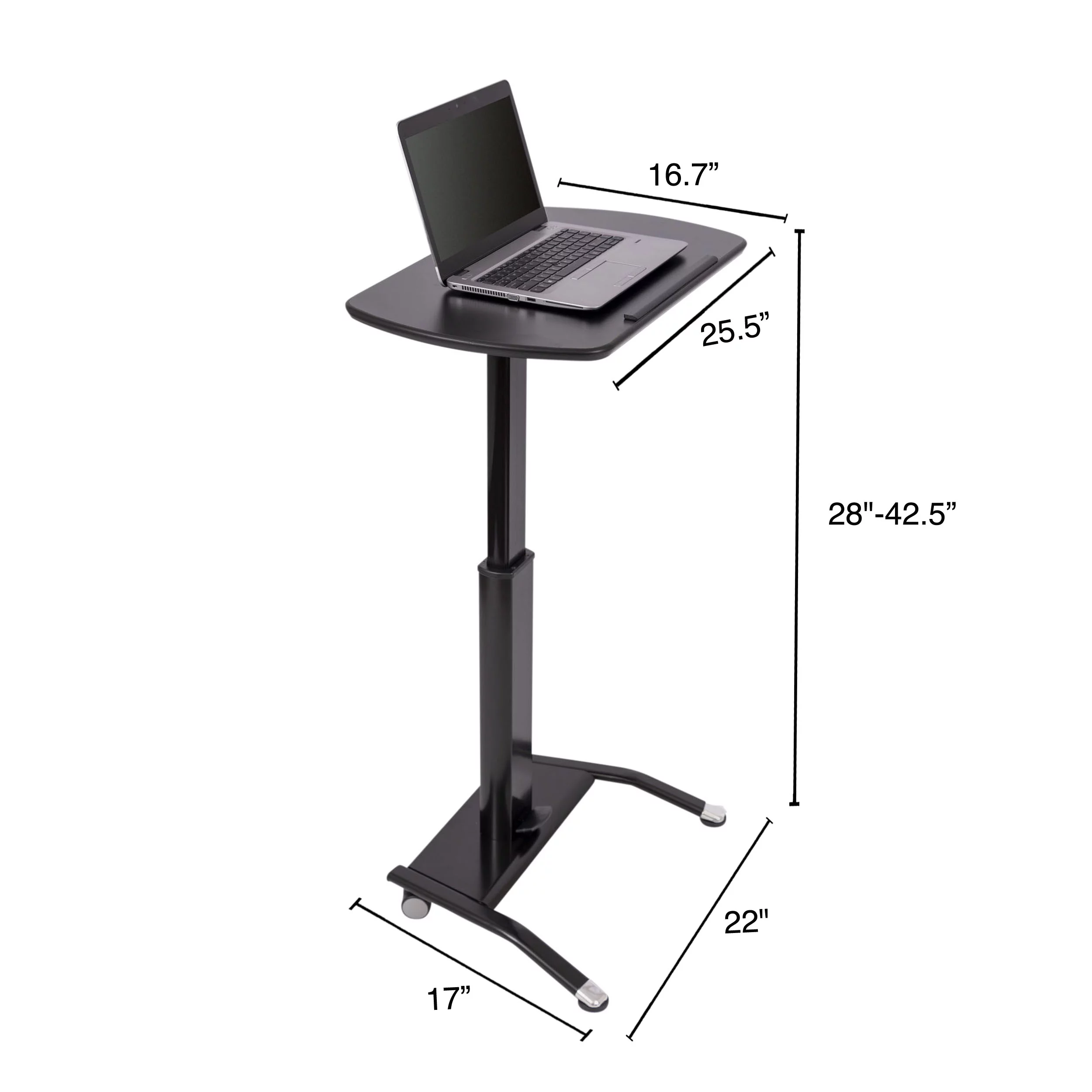 Pneumatic Adjustable-Height Lectern, Black
