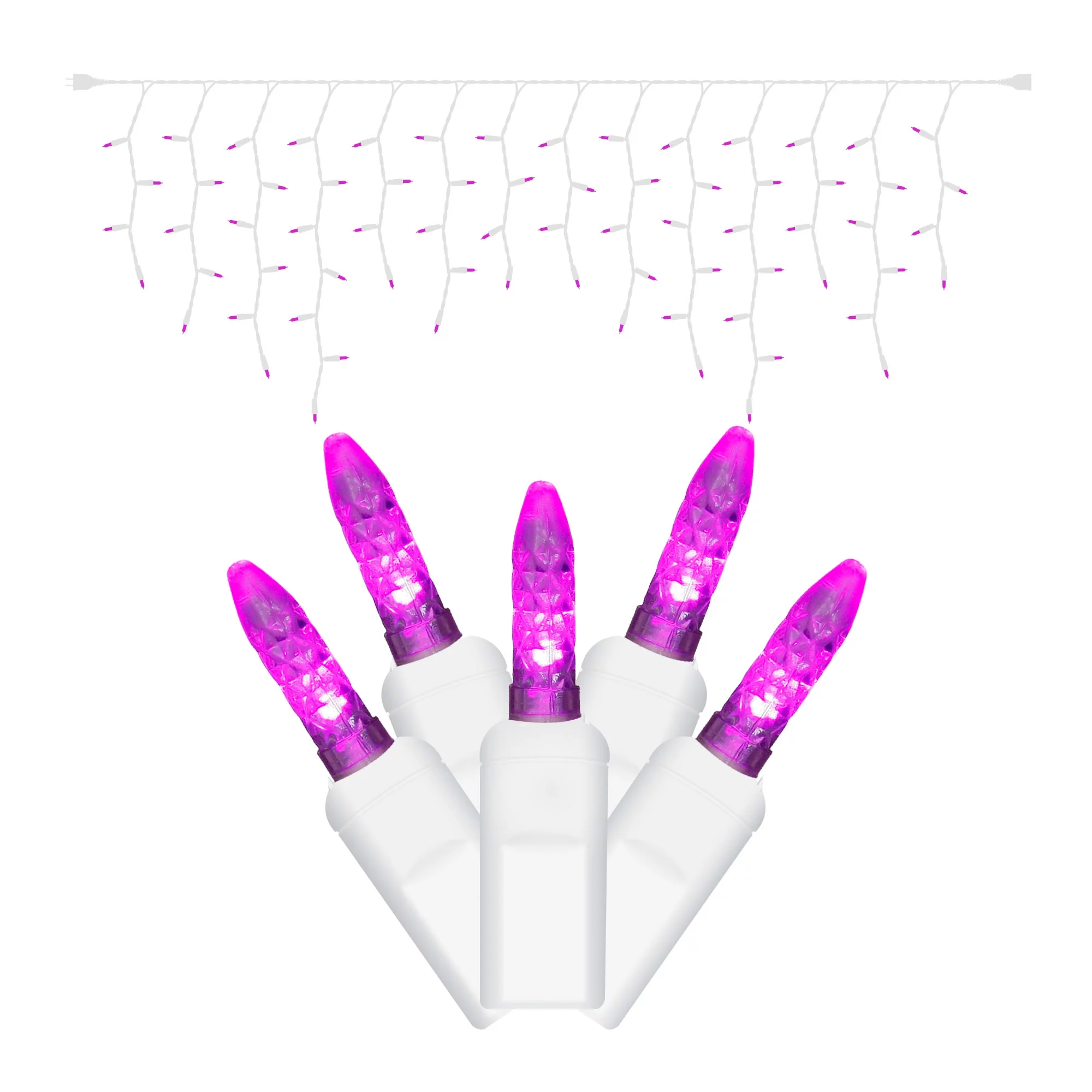 Vickerman 70 Purple Twinkle M5 LED Icicle Light on White Wire, 9' Christmas Single Mold Light Strand