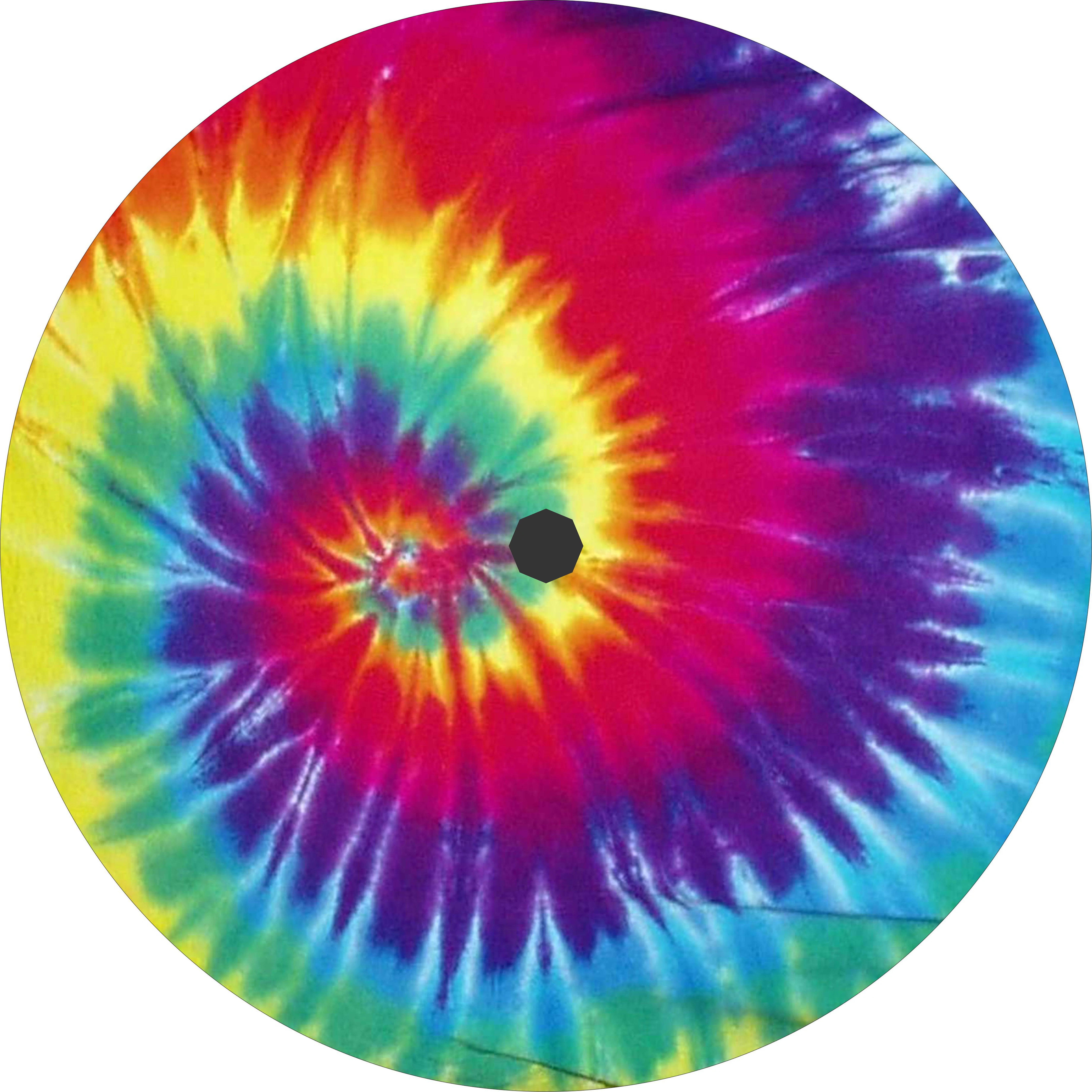 Tire Cover Central Tie Dye Swirl Black Vinyl (Select Size/Camera in Menu) 255/70r18 Center Camera