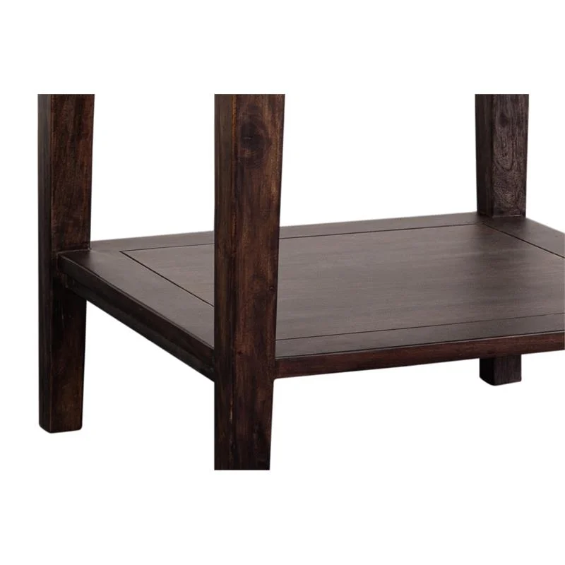 Home Square Fall River Solid Sheesham Wood End Table in Gray - Set of 2