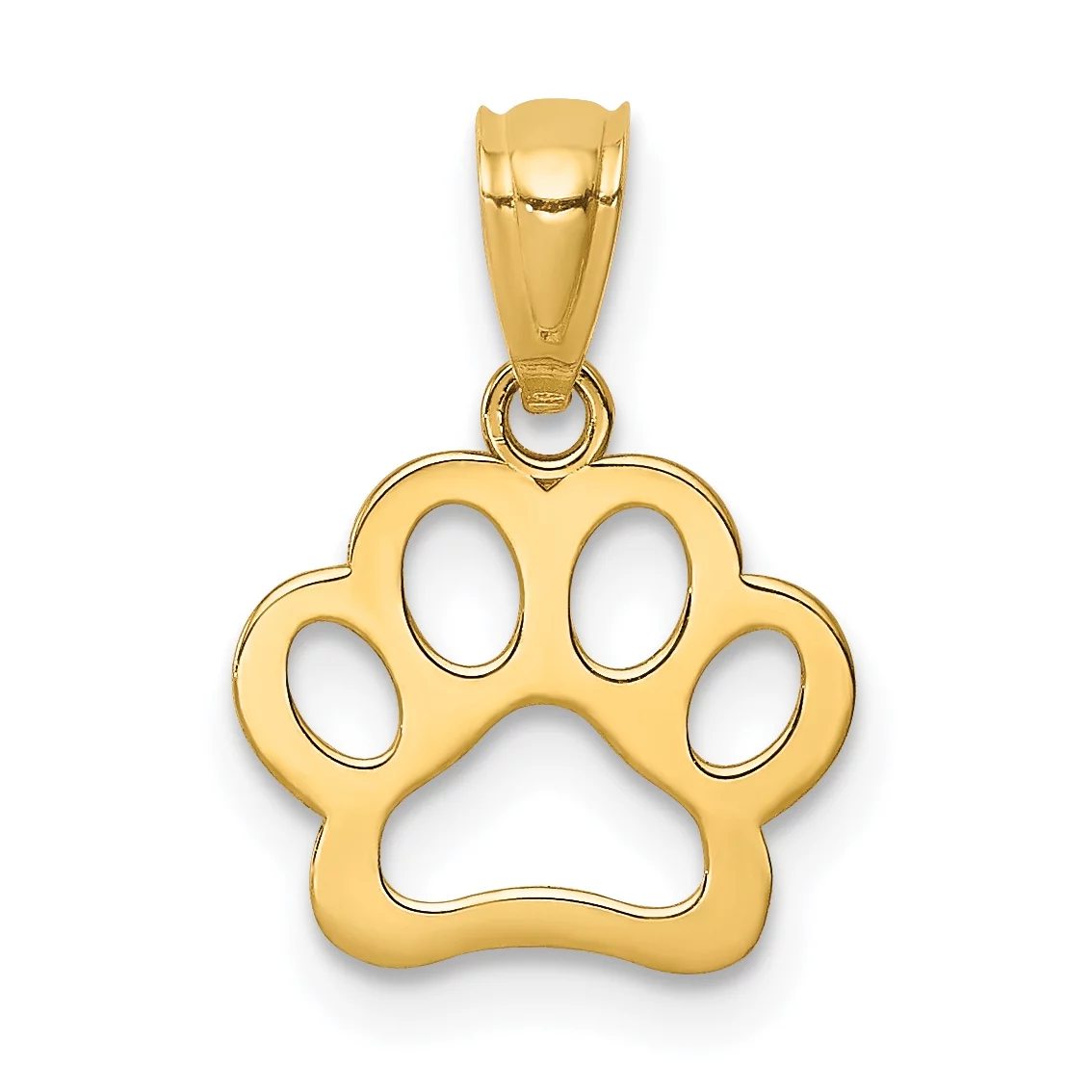 Carat in Karats 14K Yellow Gold Dog Paw Pendant Charm With 14K Yellow Gold Lightweight Rope Chain Necklace 20''