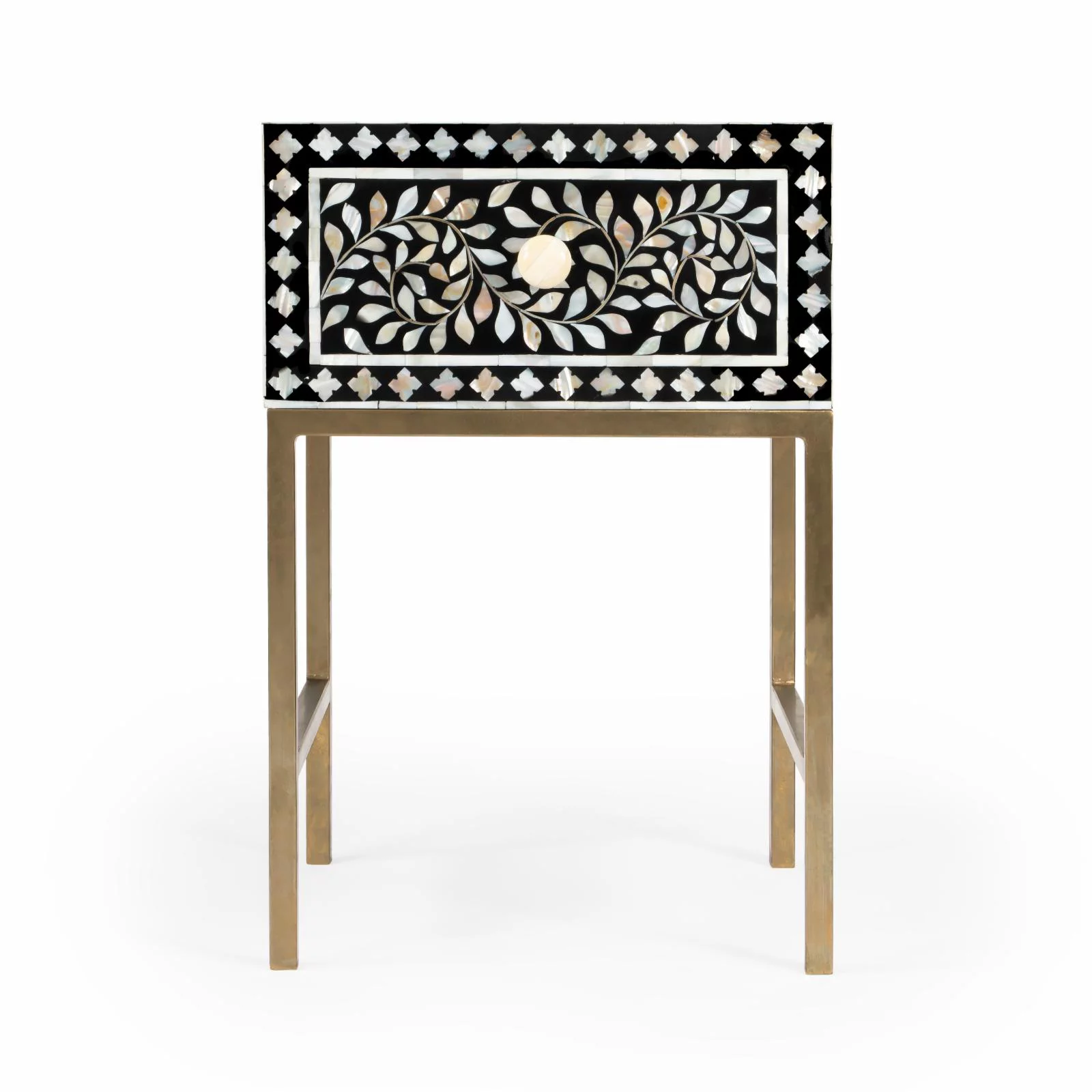 Butler 5532388 24 in. Purgenia Mother of Perl Side Table, Black & White