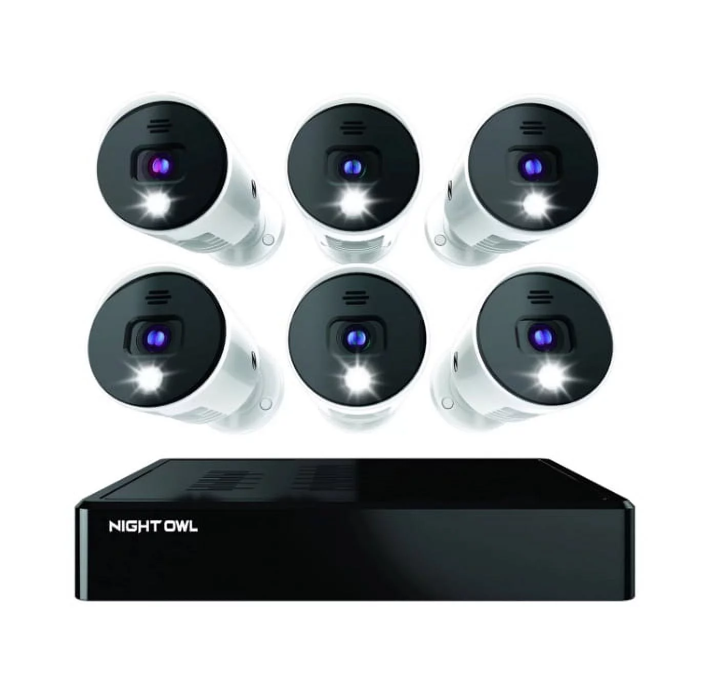 Night Owl Expandable 8 Channel Wired Bluetooth DVR with (6) Wired 4K UHD Cameras