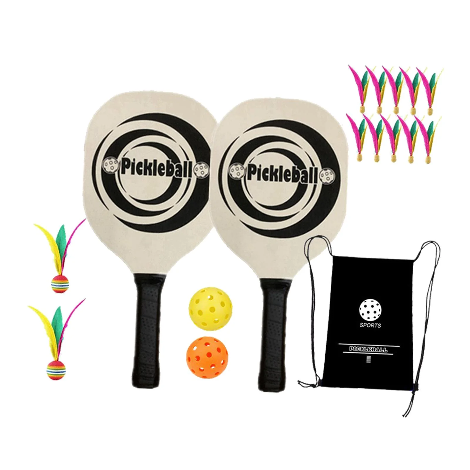 Pickleball Paddles with 2 Rackets 2 Balls Ergonomic Grip Pickleball Racquets