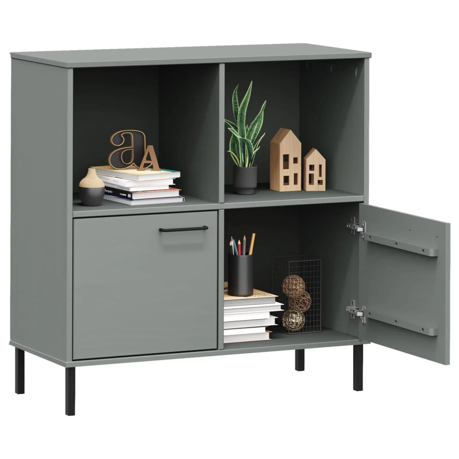 Andoer Bookcase with Metal Legs Gray 35.4