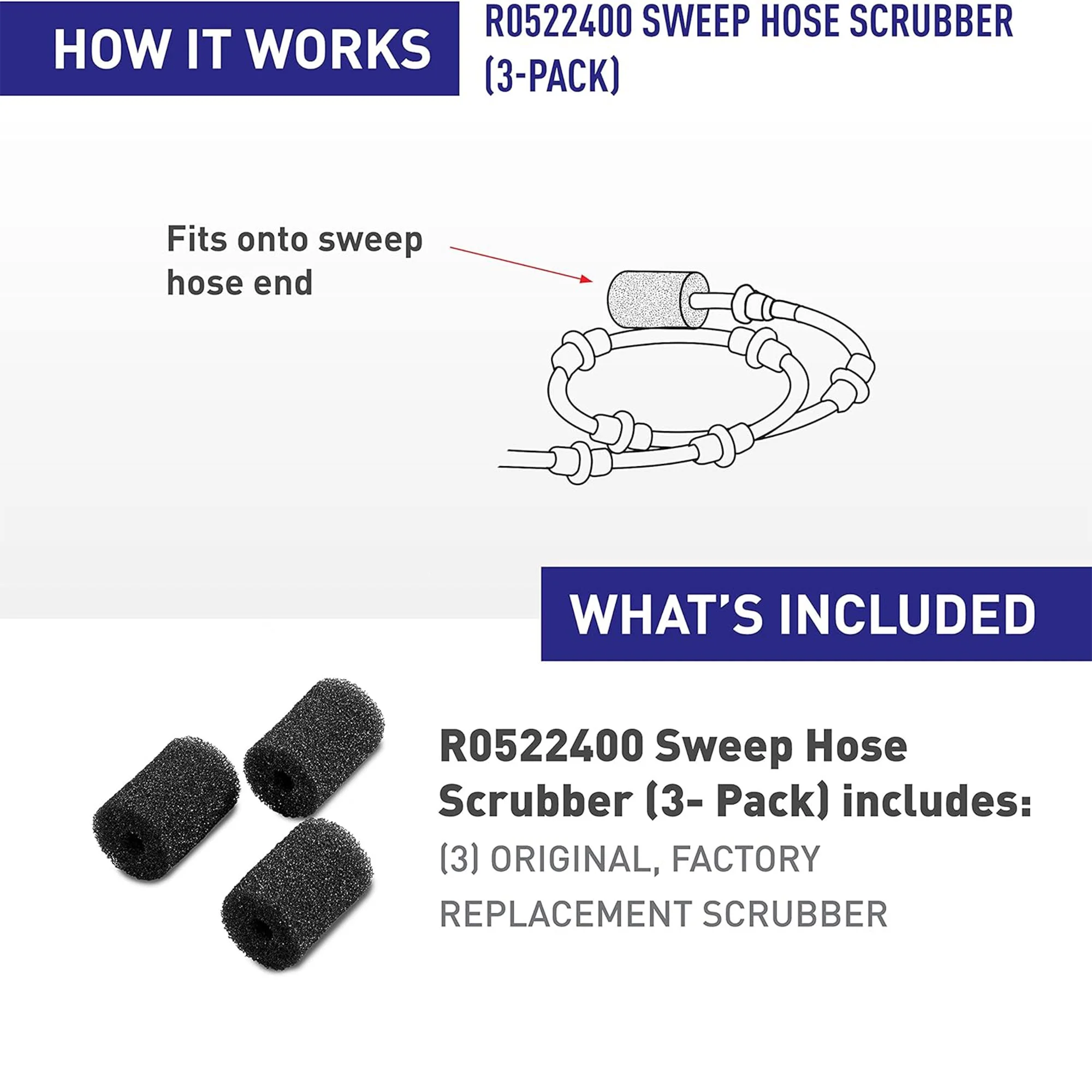 Polaris Genuine Parts Sweep Hose Scrubber Replacement, Black, Set of 3
