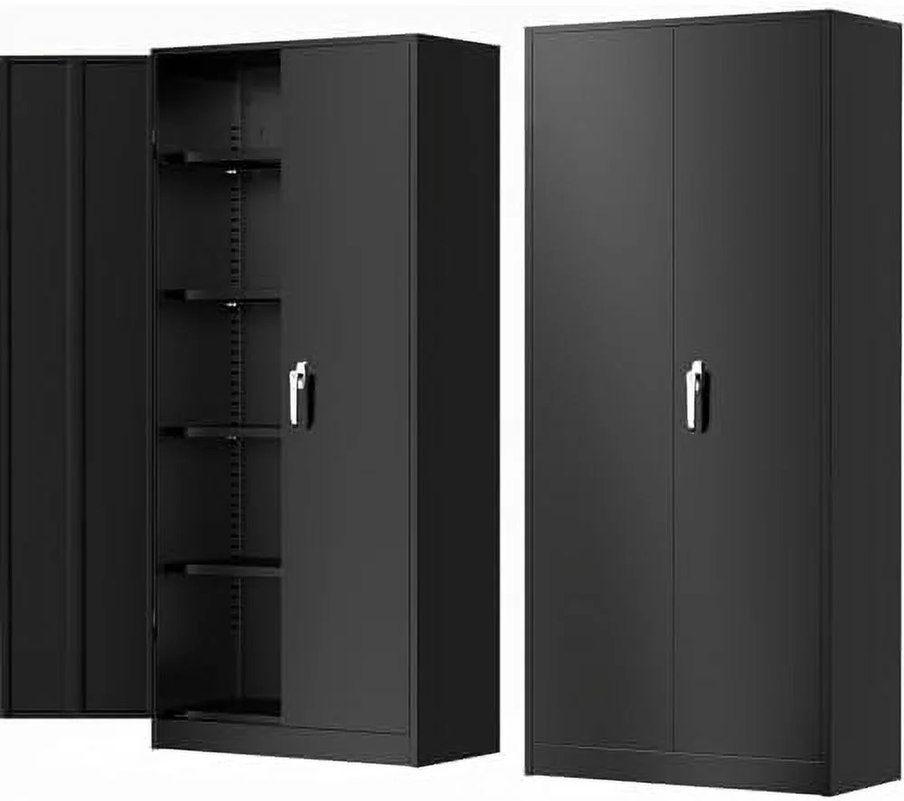 STVJB White Metal  Cabinet  72" Locking  Cabinets with Doors and 4 Shelves  Tall Tool  Cabinet for Garage  Steel Lockable File Cabinet Metal Locker for Home Office  Classroom