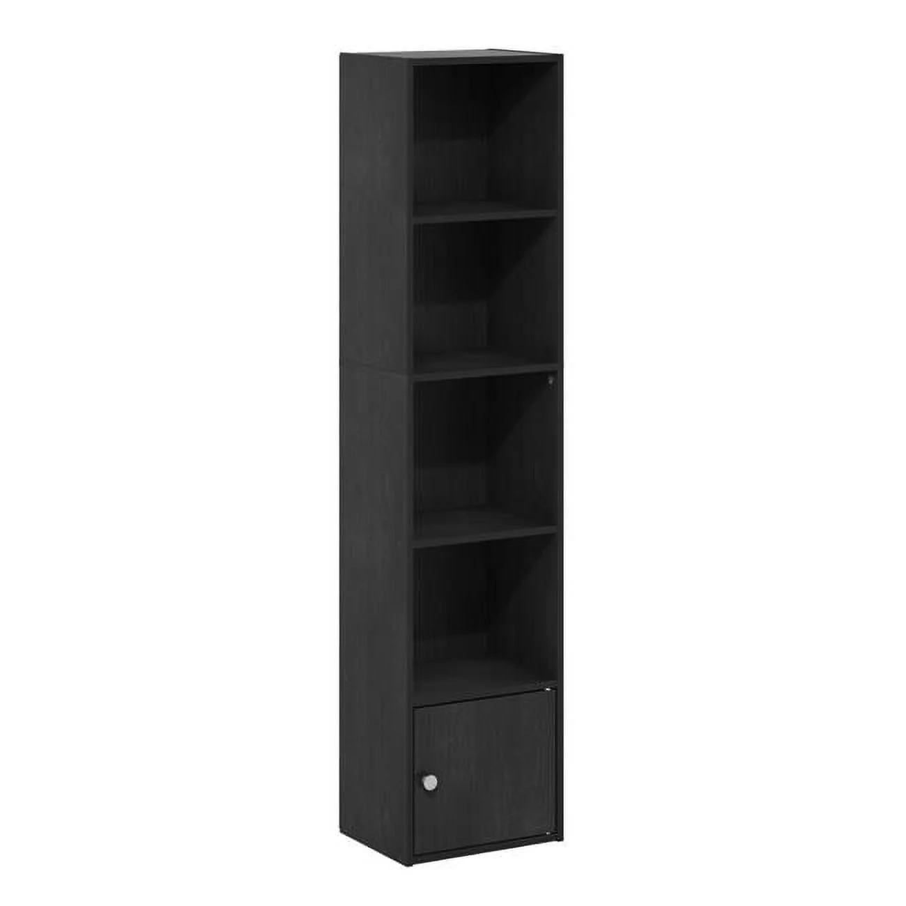 Luder 5-Tier Shelf Bookcase with 1 Door Storage Cabinet, Blackwood