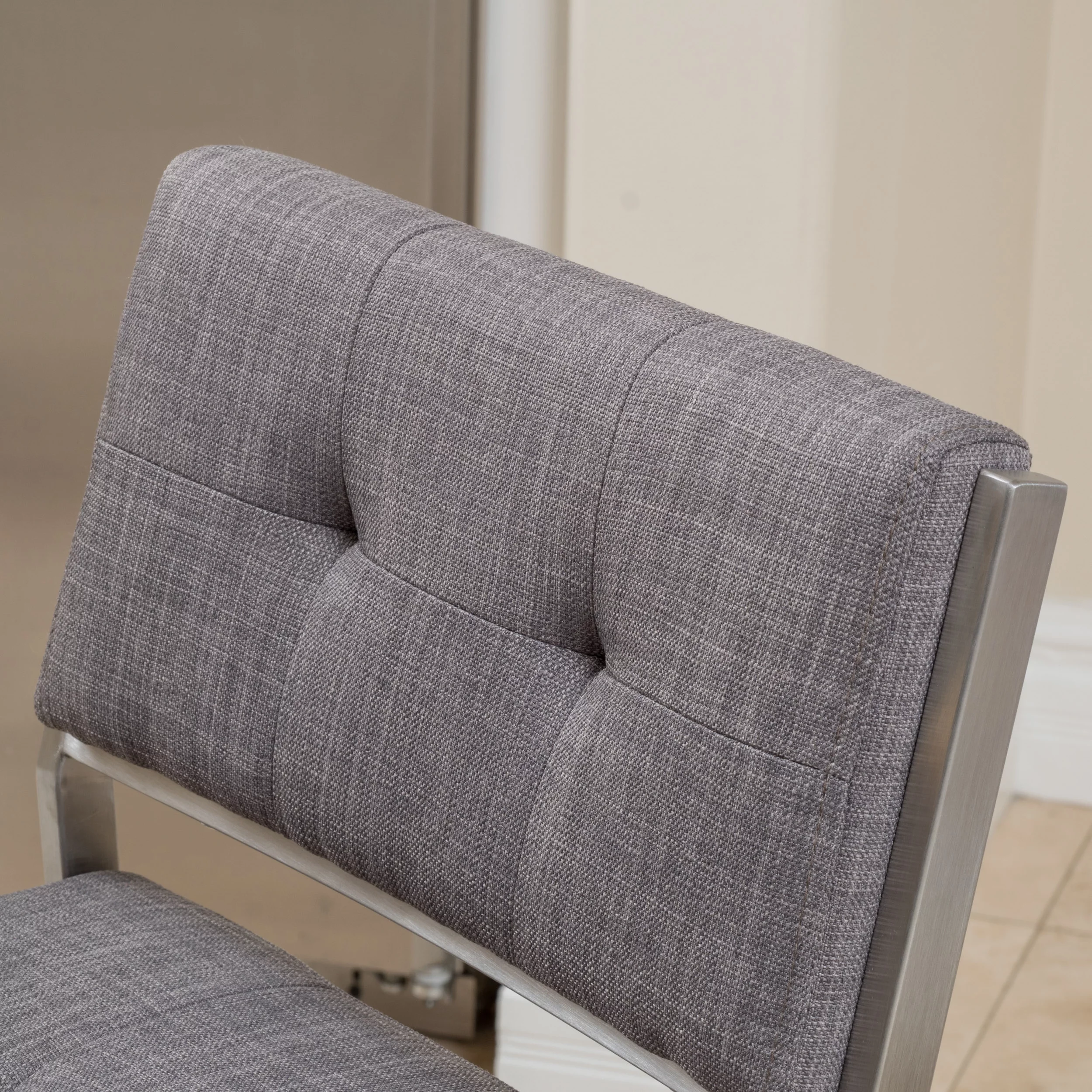 Noble House Doski Light Grey Fabric Barstools (Set of 2)